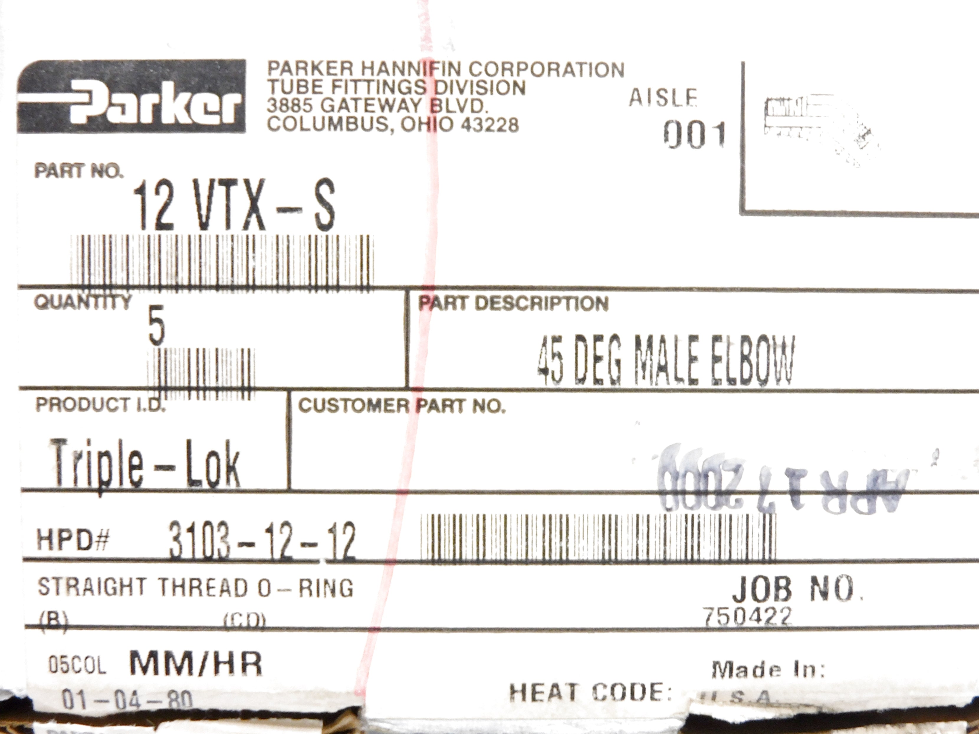 PARKER 12VTX-S (PKG OF 5) NSMP