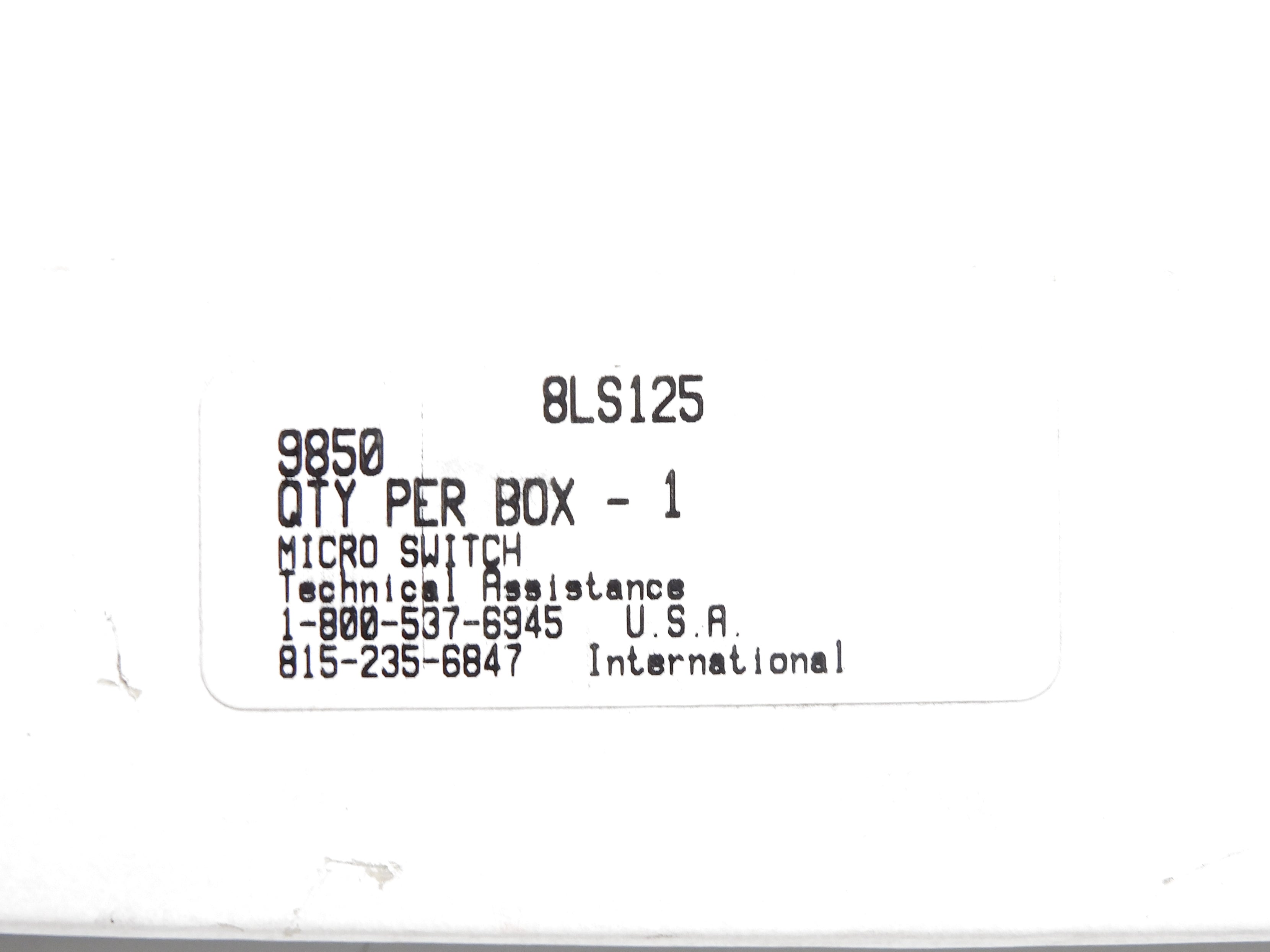 MICRO SWITCH 8LS125 600VAC 10A NSMP