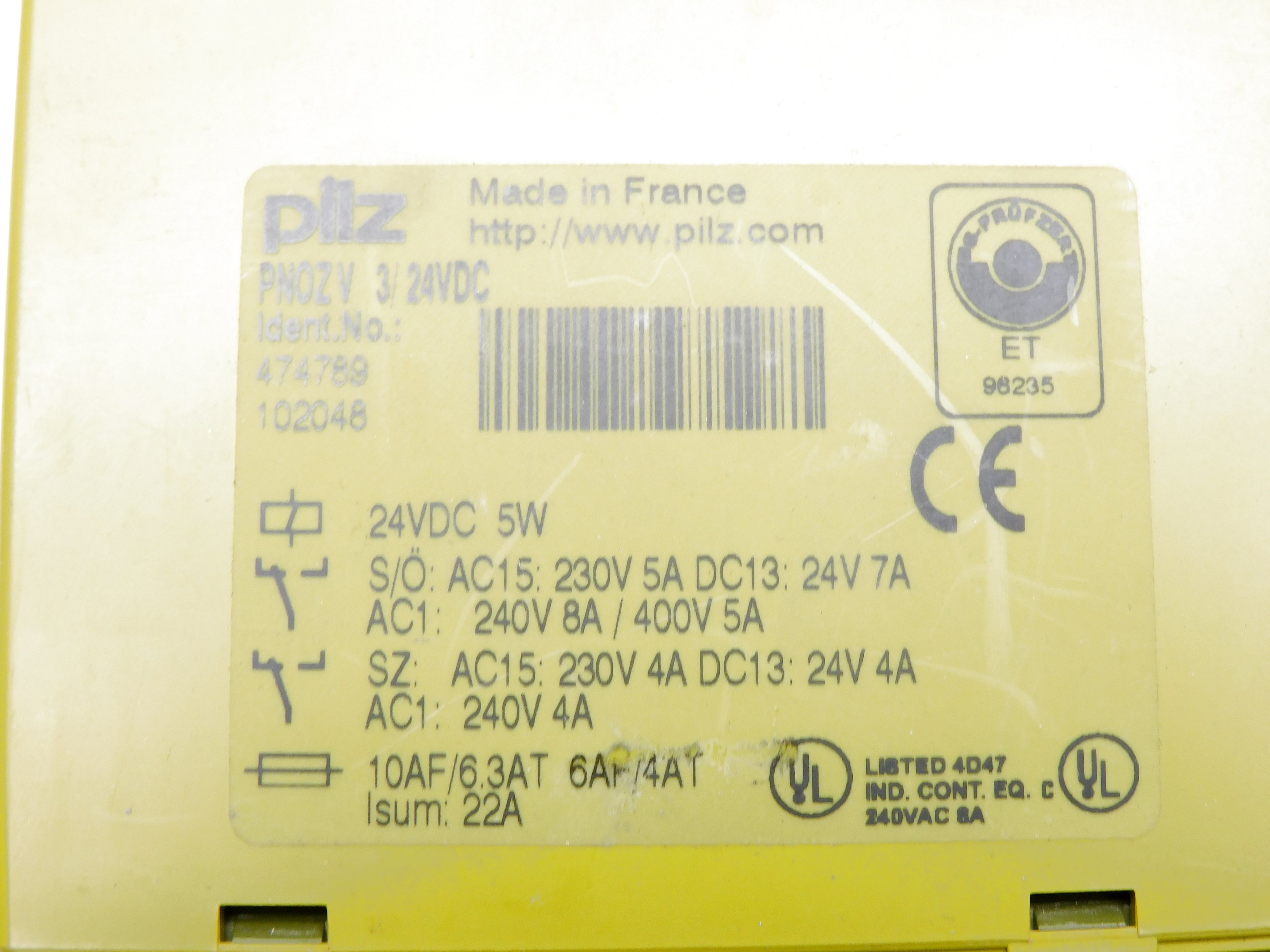 PILZ PNOZ-V-3/24VDC 24VDC 7A NSNP