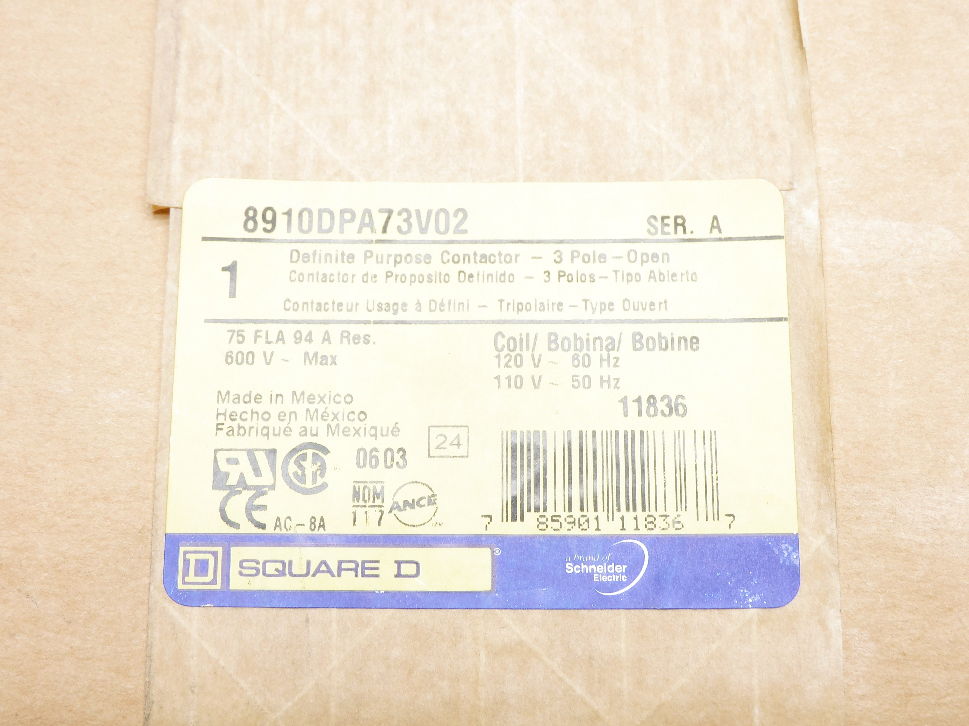 SQUARE D 8910DPA73V02 SER. A 110/120V NSFS
