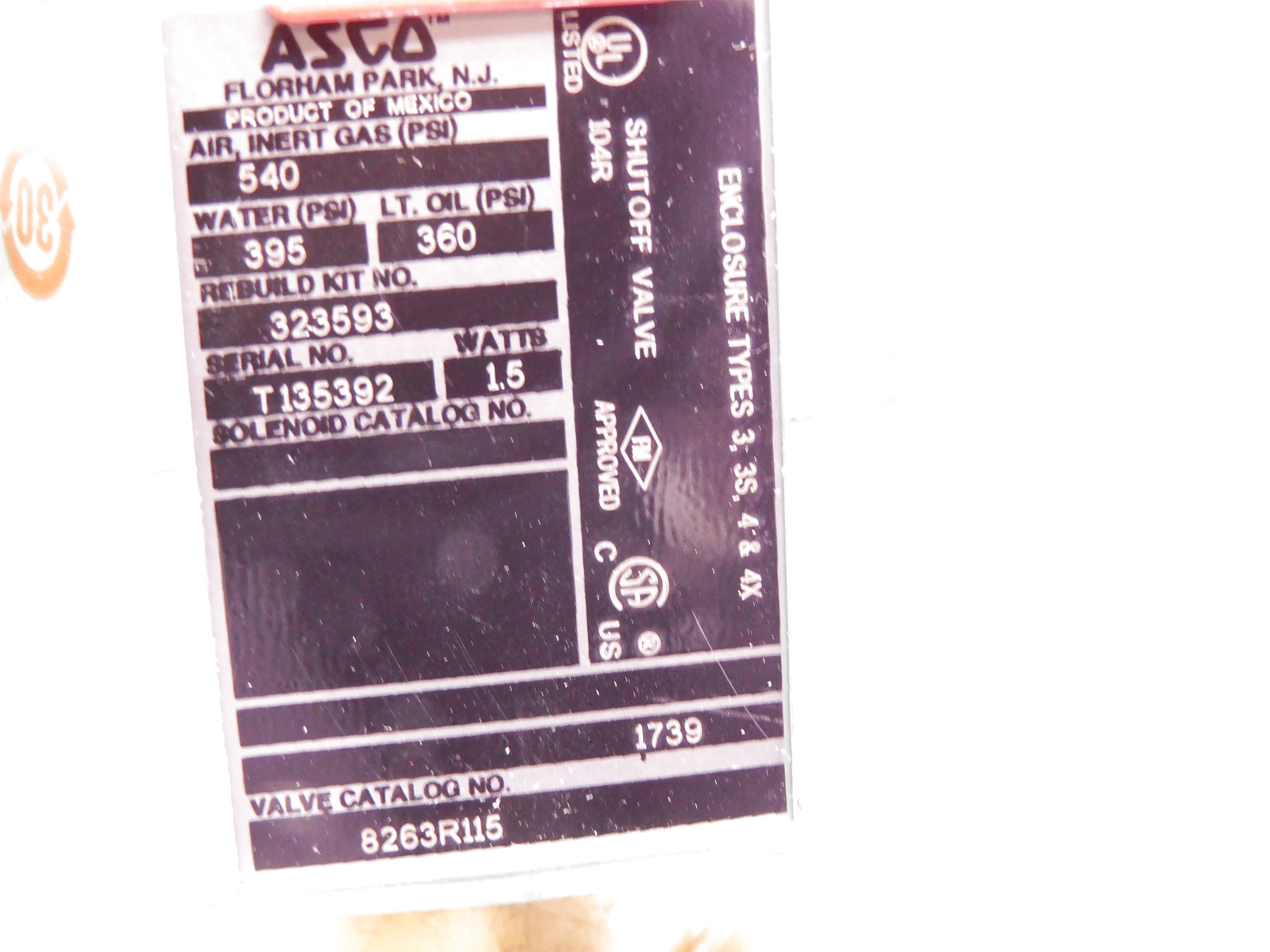 ASCO 8263R115 100-240V 540PSI 3/8" NSMP
