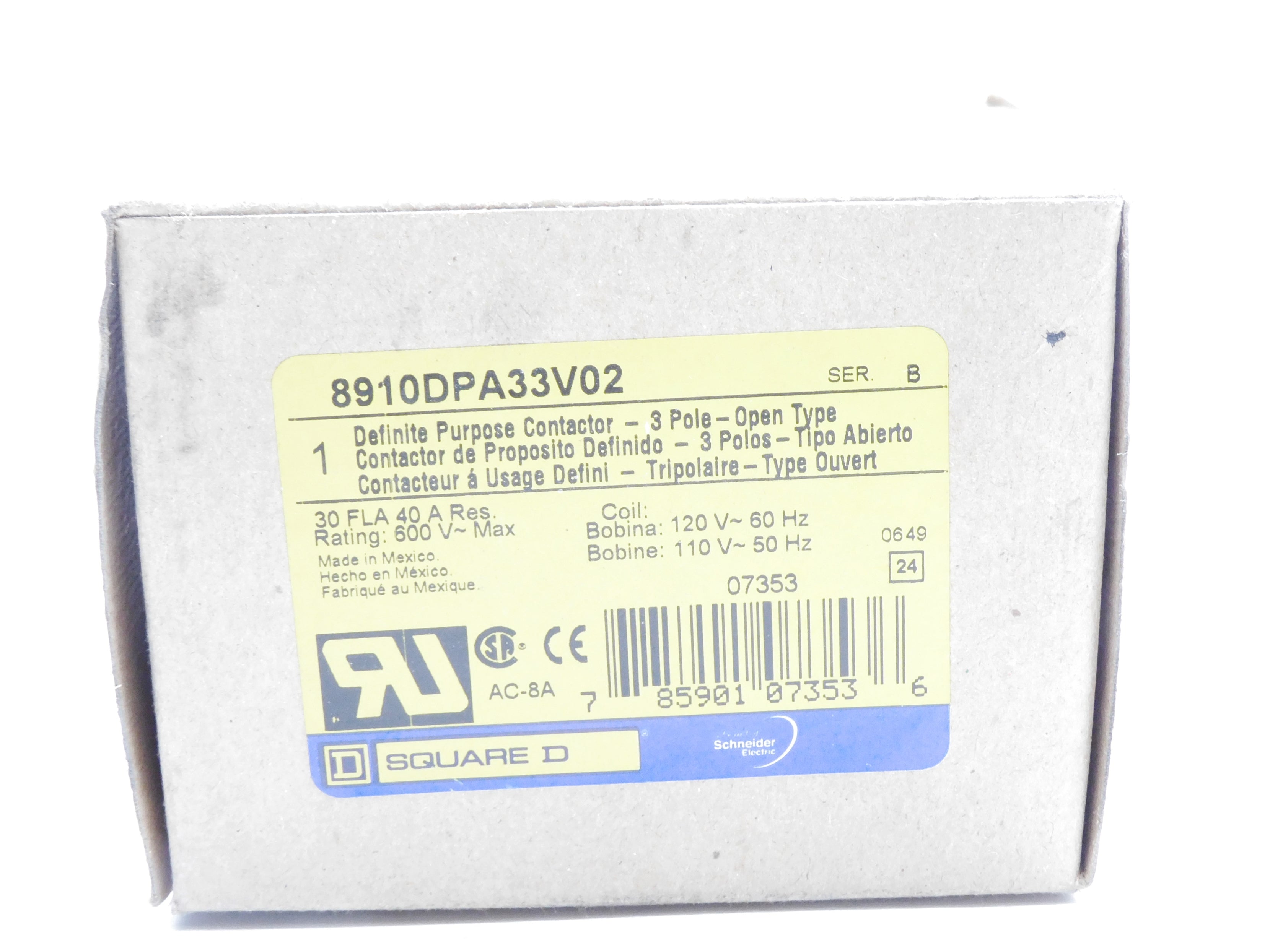 SQUARE D 8910DPA33V02 SER. B 110/120V NSMP
