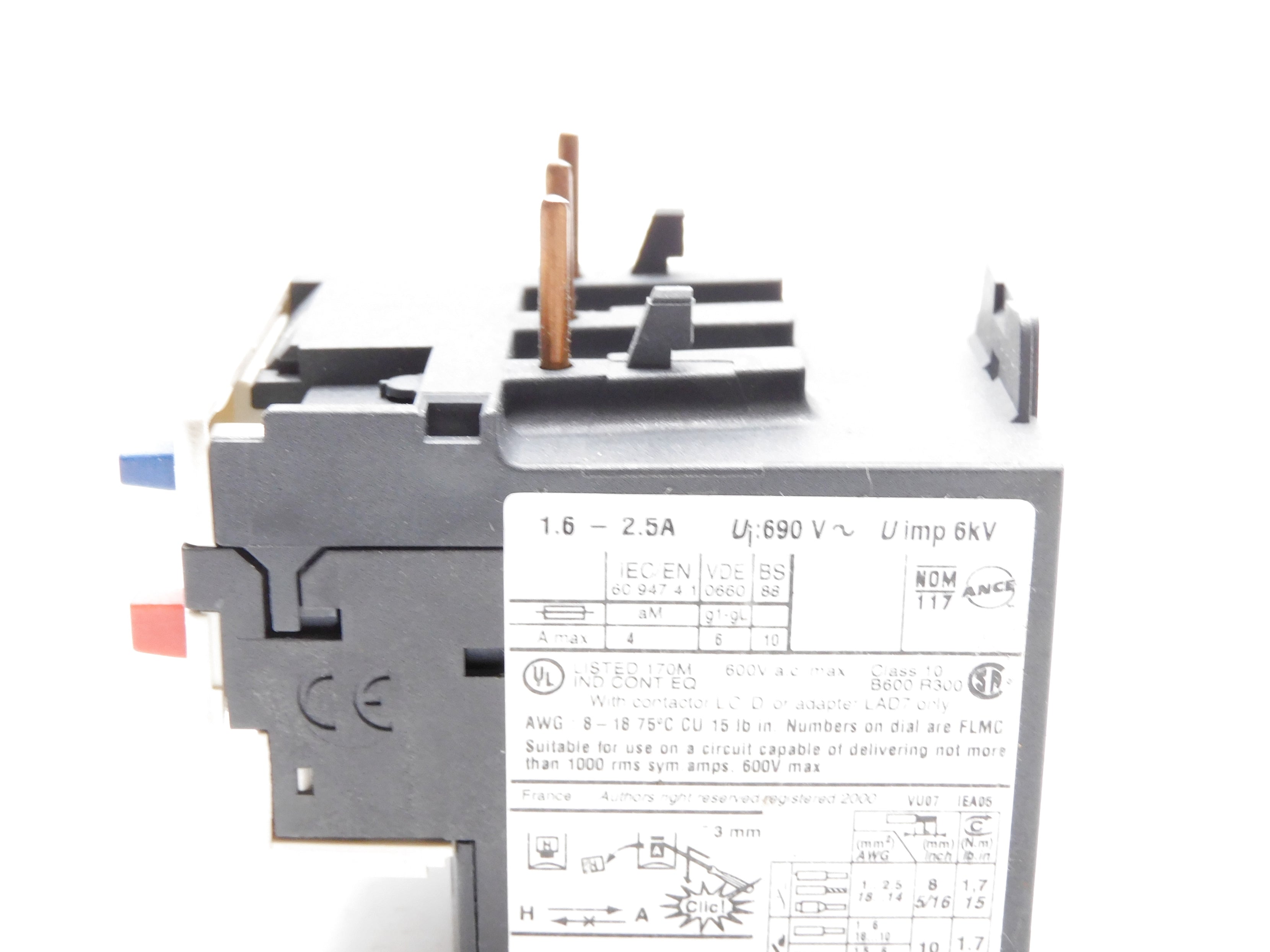 TELEMECANIQUE LRD07 690V 1.6-2.5A NSMP