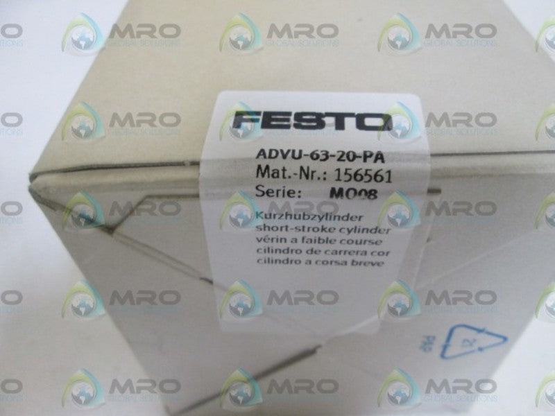 FESTO SHORT-STROKE CYLINDER ADVU-63-20-PA * FACTORY SEALED *