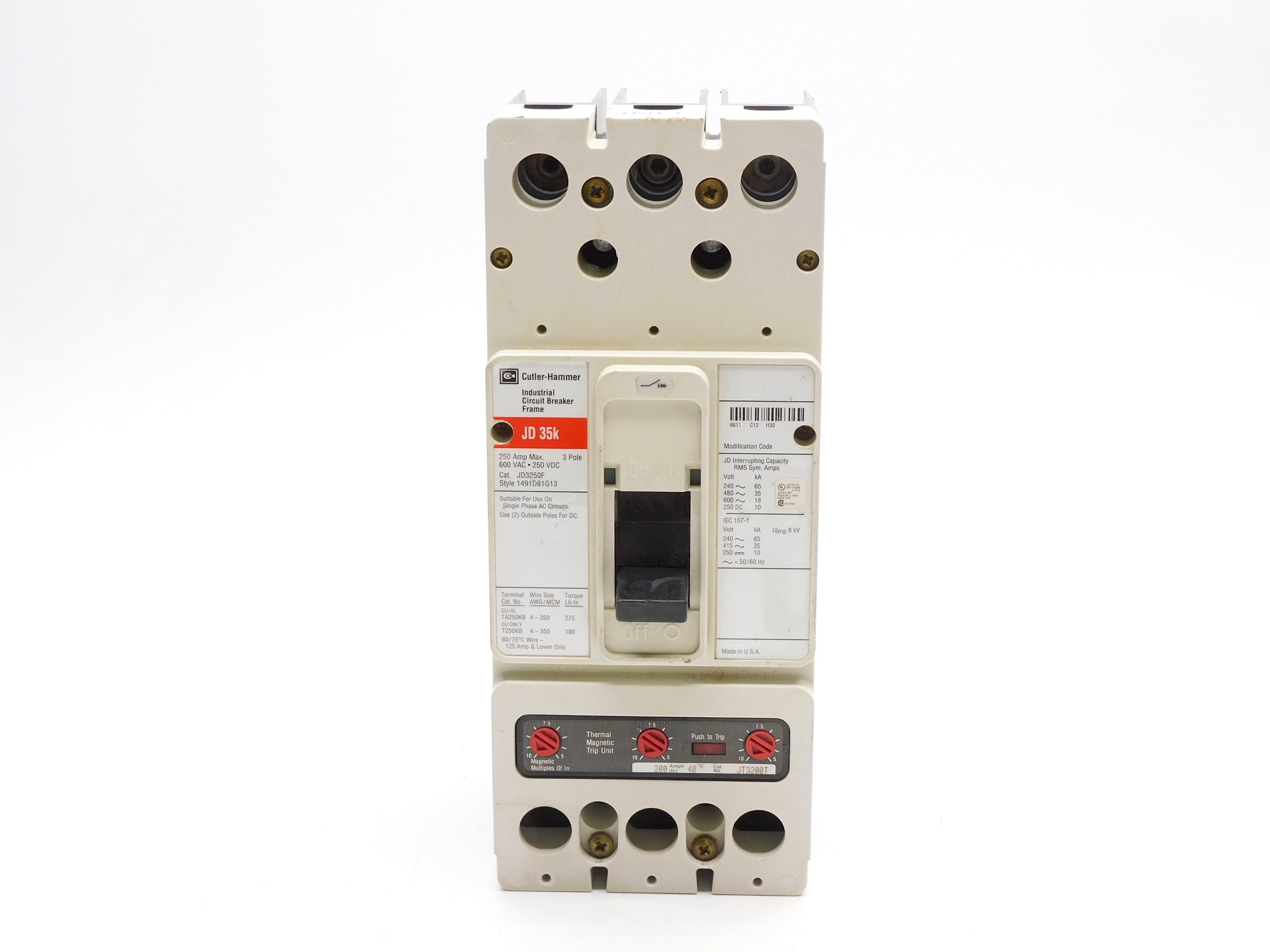 CUTLER HAMMER JD3200 200A 600VAC UNMP