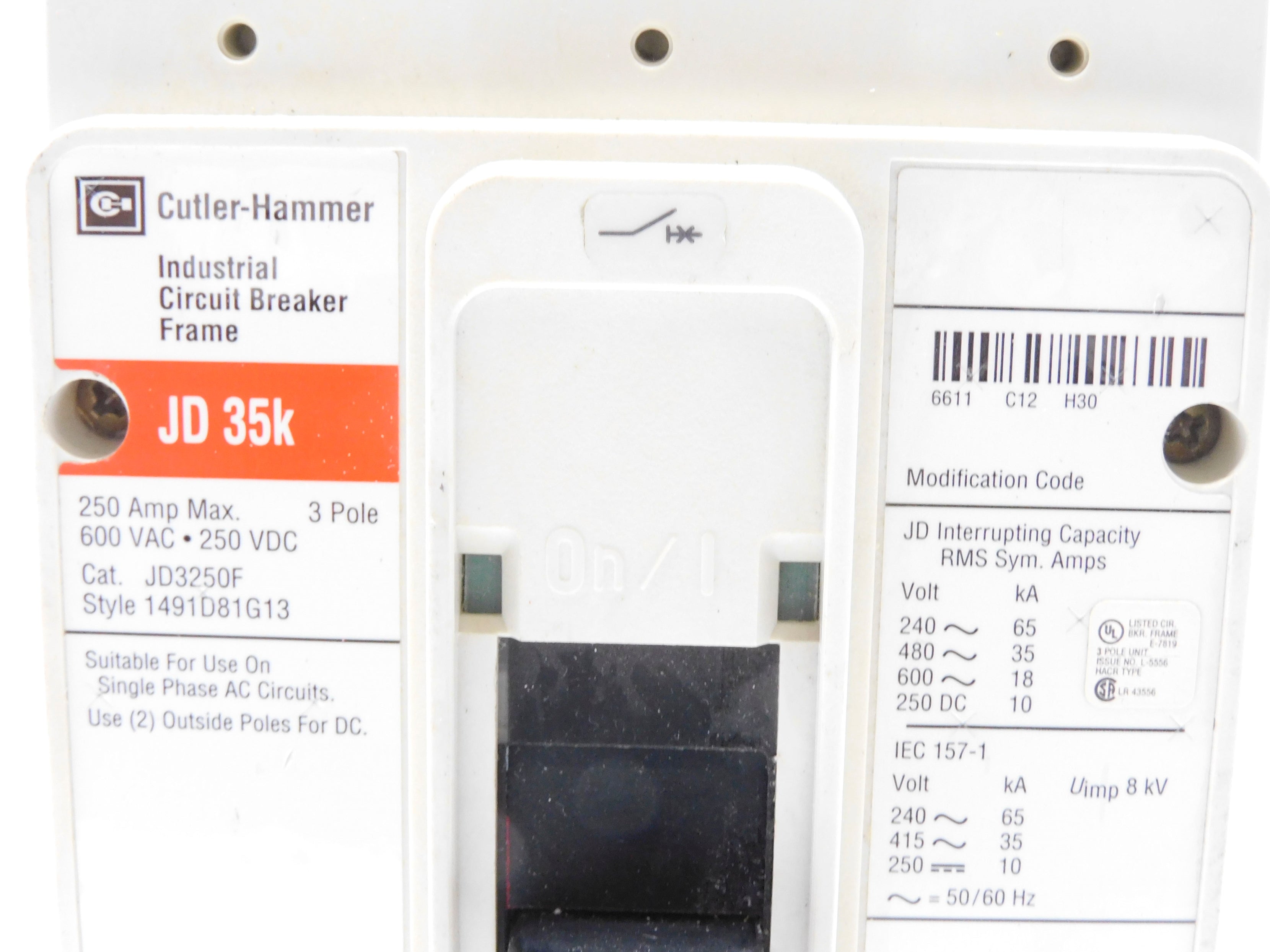 CUTLER HAMMER JD3200 200A 600VAC UNMP