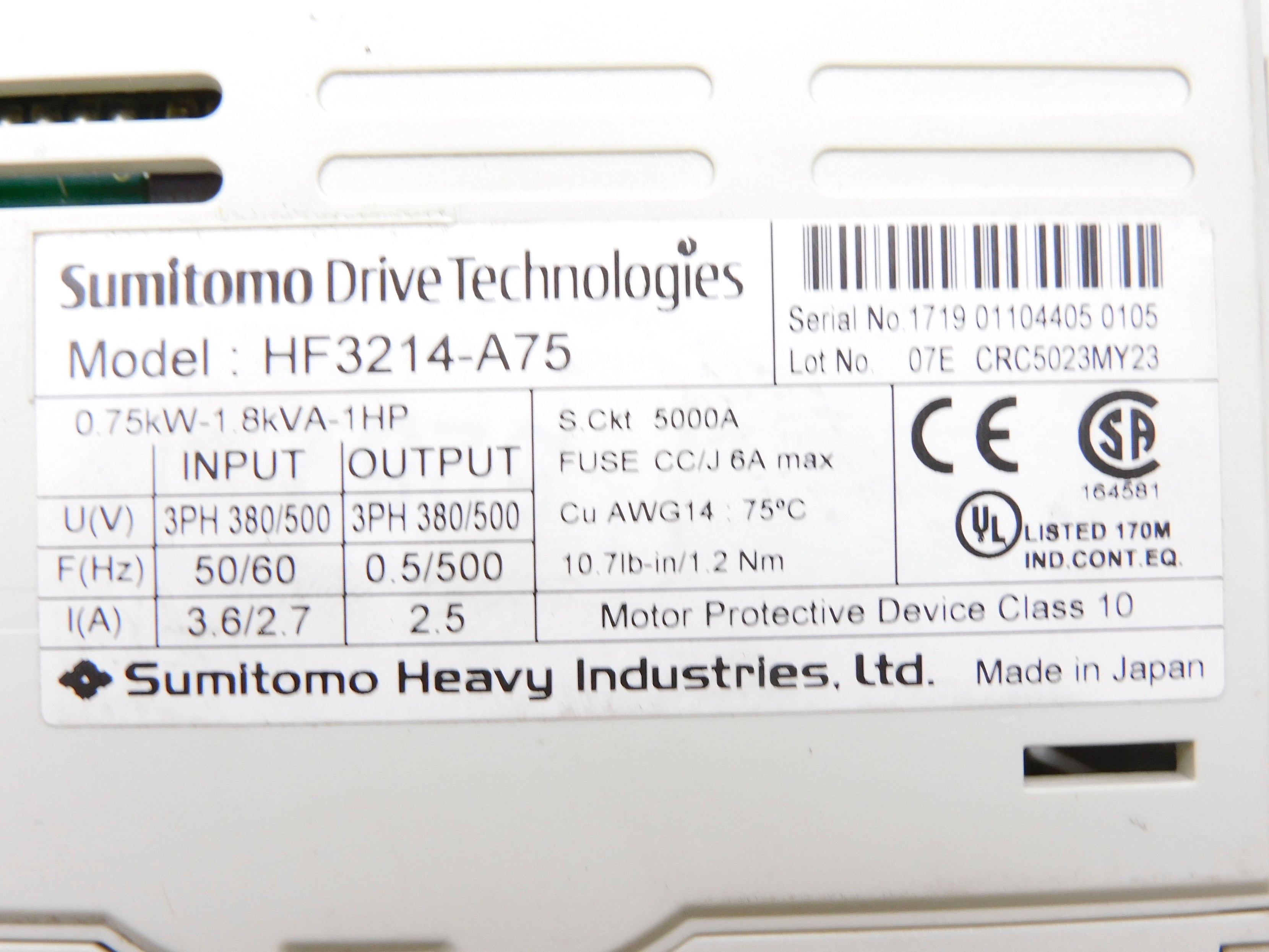 SUMITOMO HF3214-A75 (AS PICTURED) UNMP
