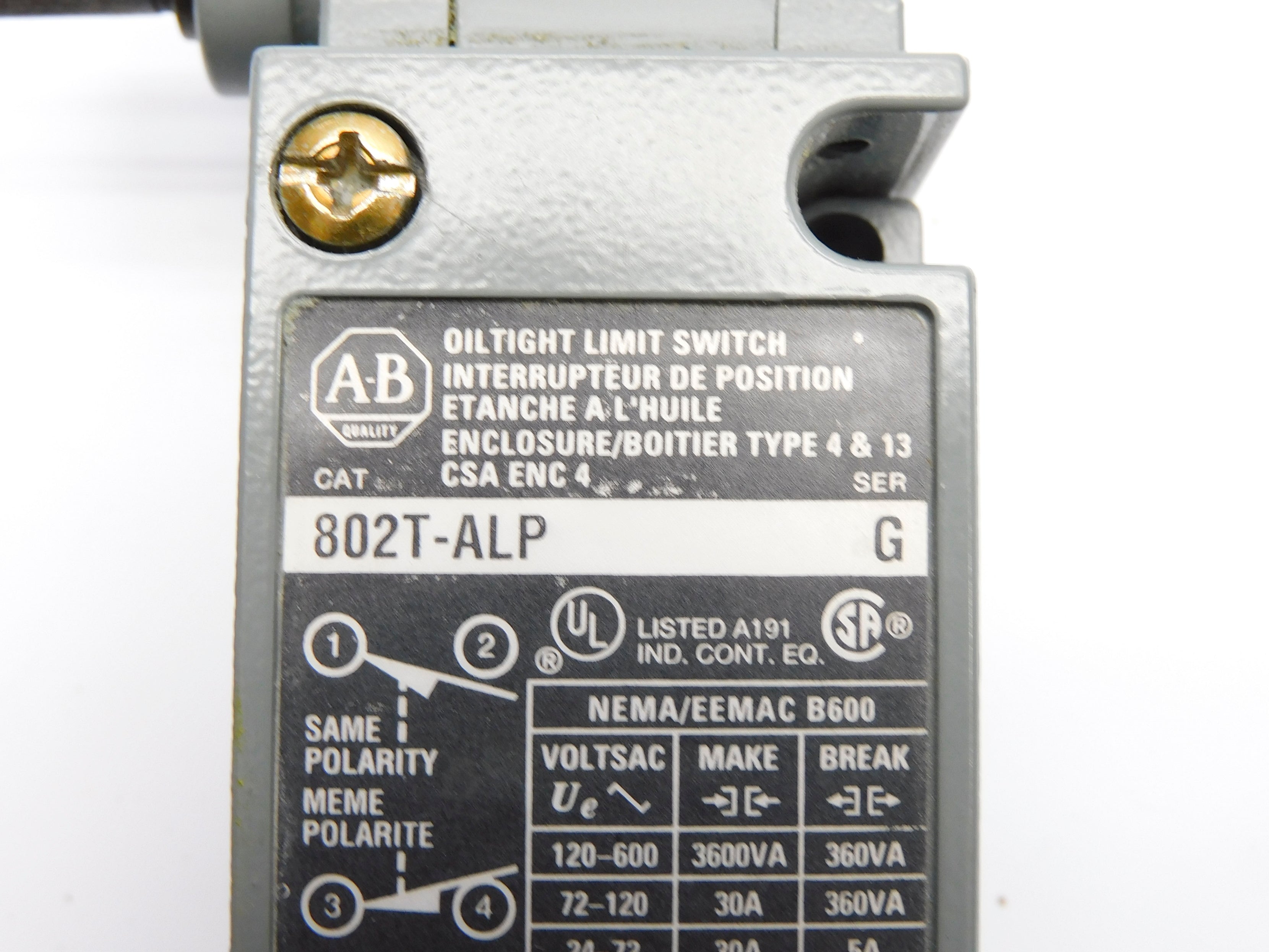 ALLEN BRADLEY 802T-ALP SER. G UNMP