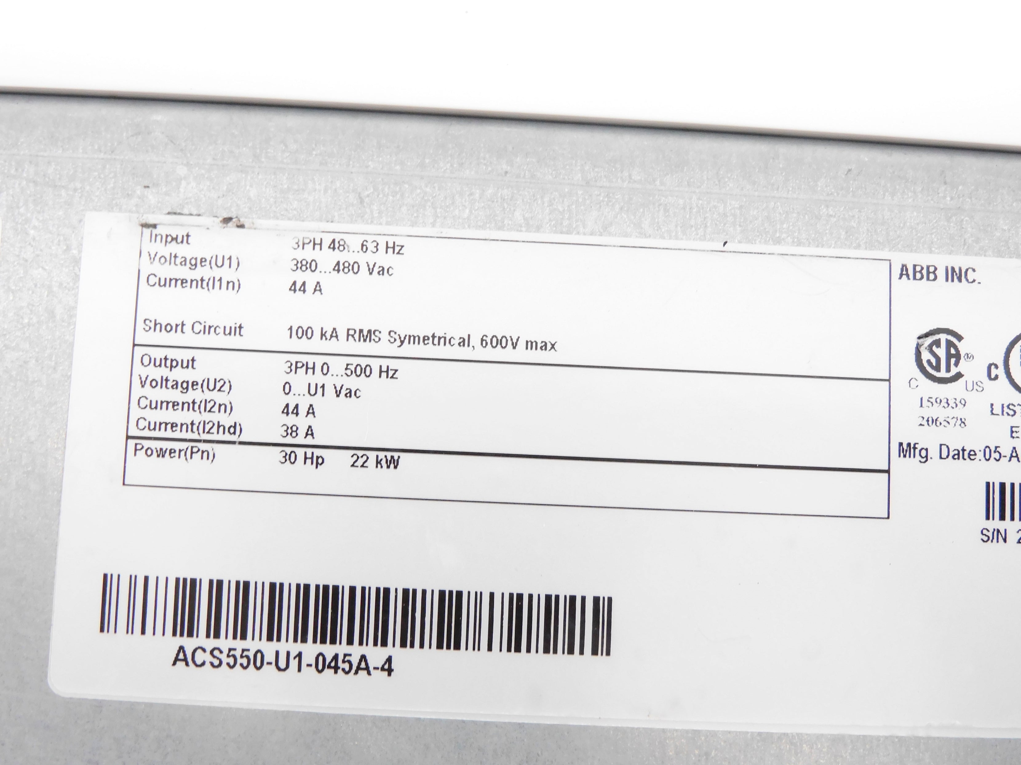 ABB ACS550-U1-045A- 4 UNMP