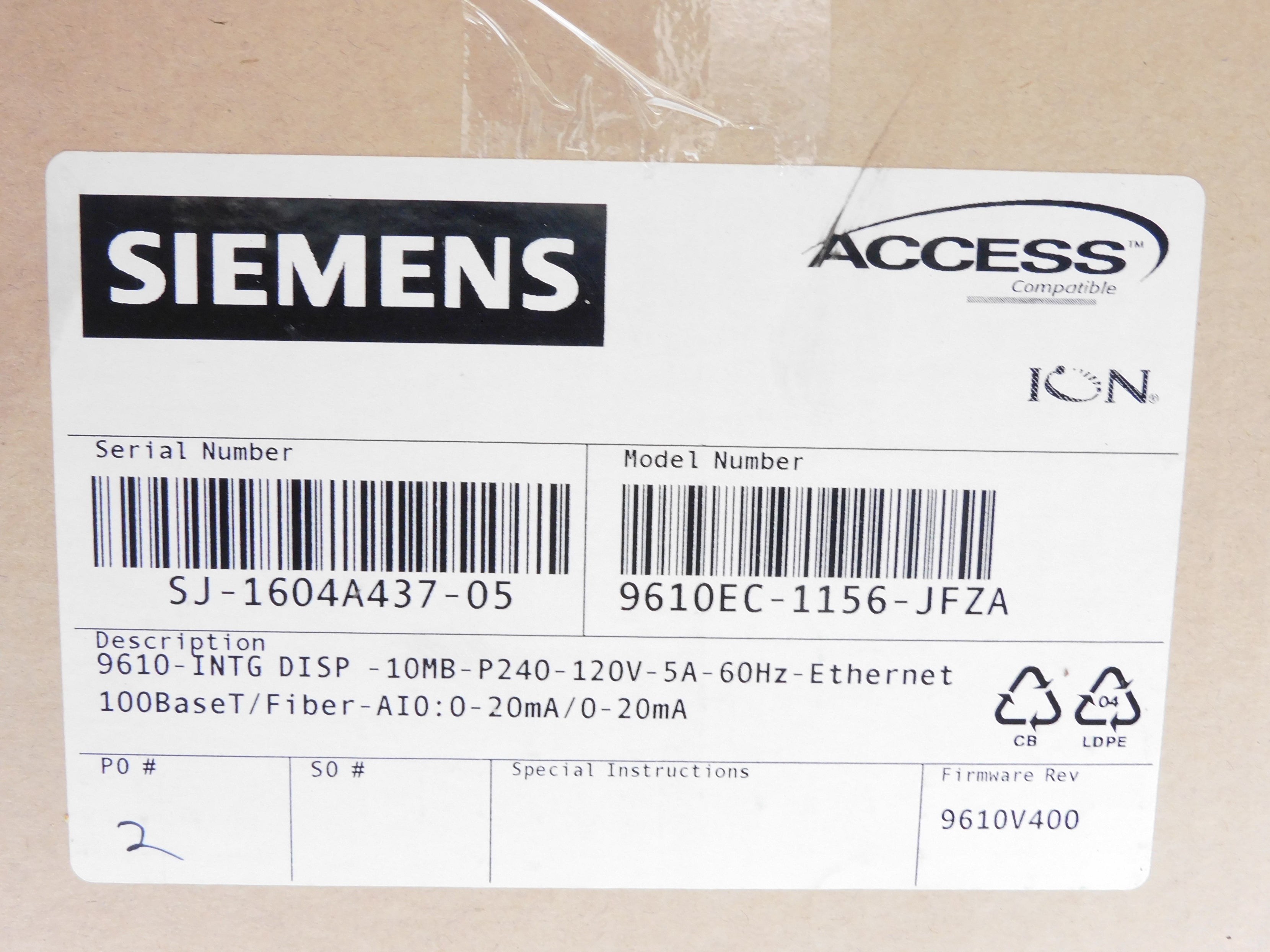 SIEMENS 9610EC-1156-JFZA NSFS