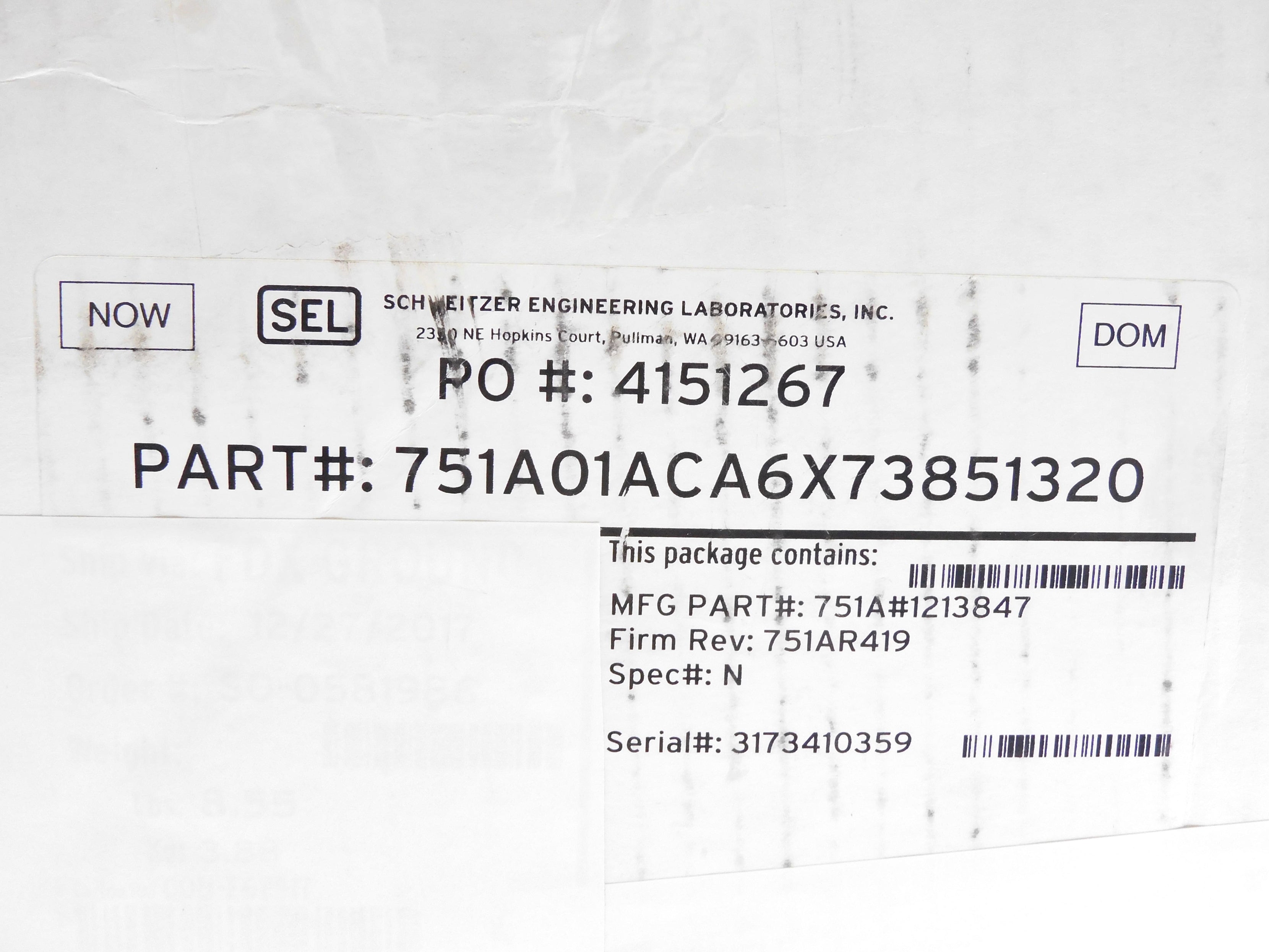 SEL 751A01ACA6X73851320 NSFS