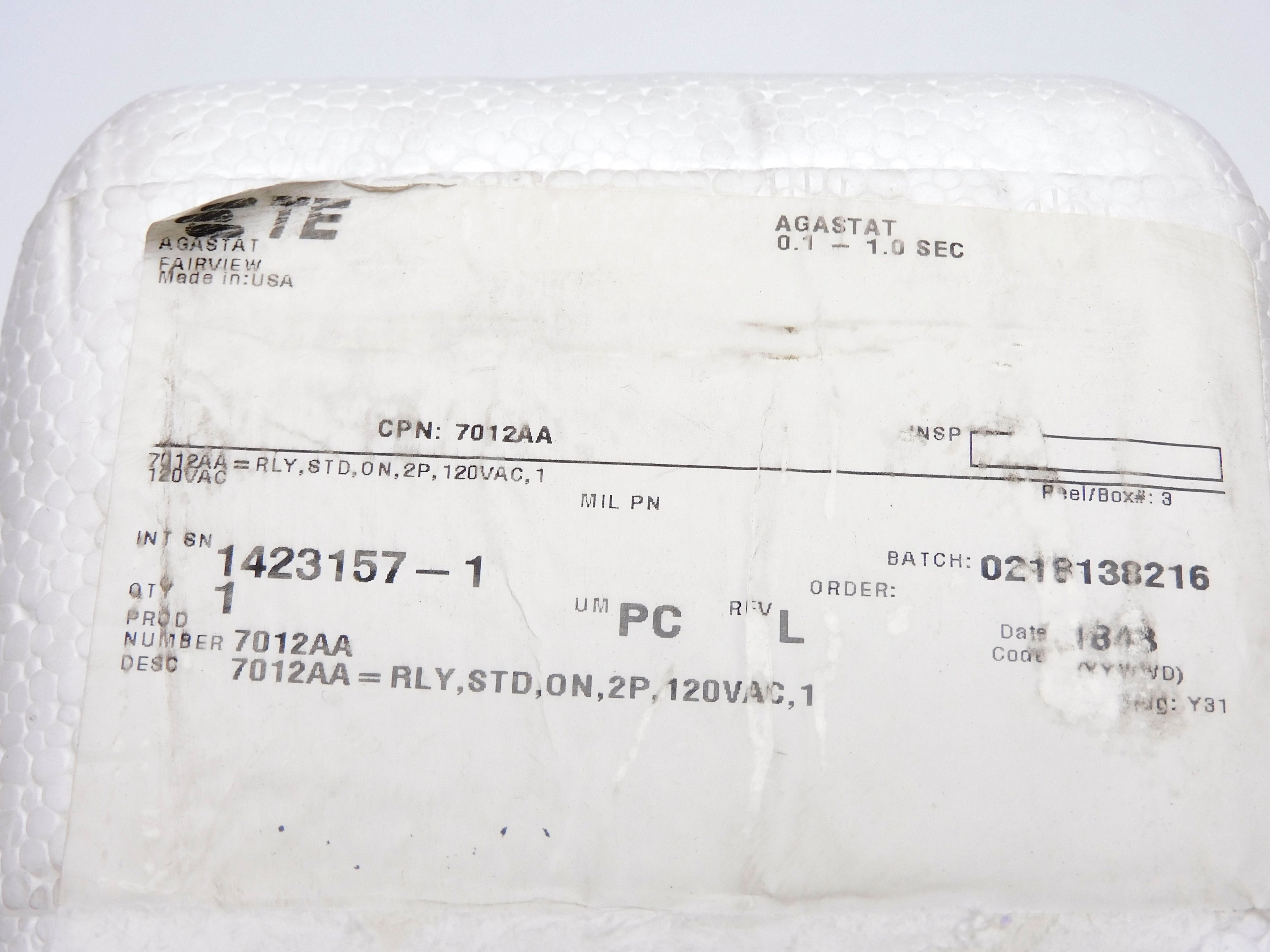 AGASTAT 7012AA 120VAC NSFS