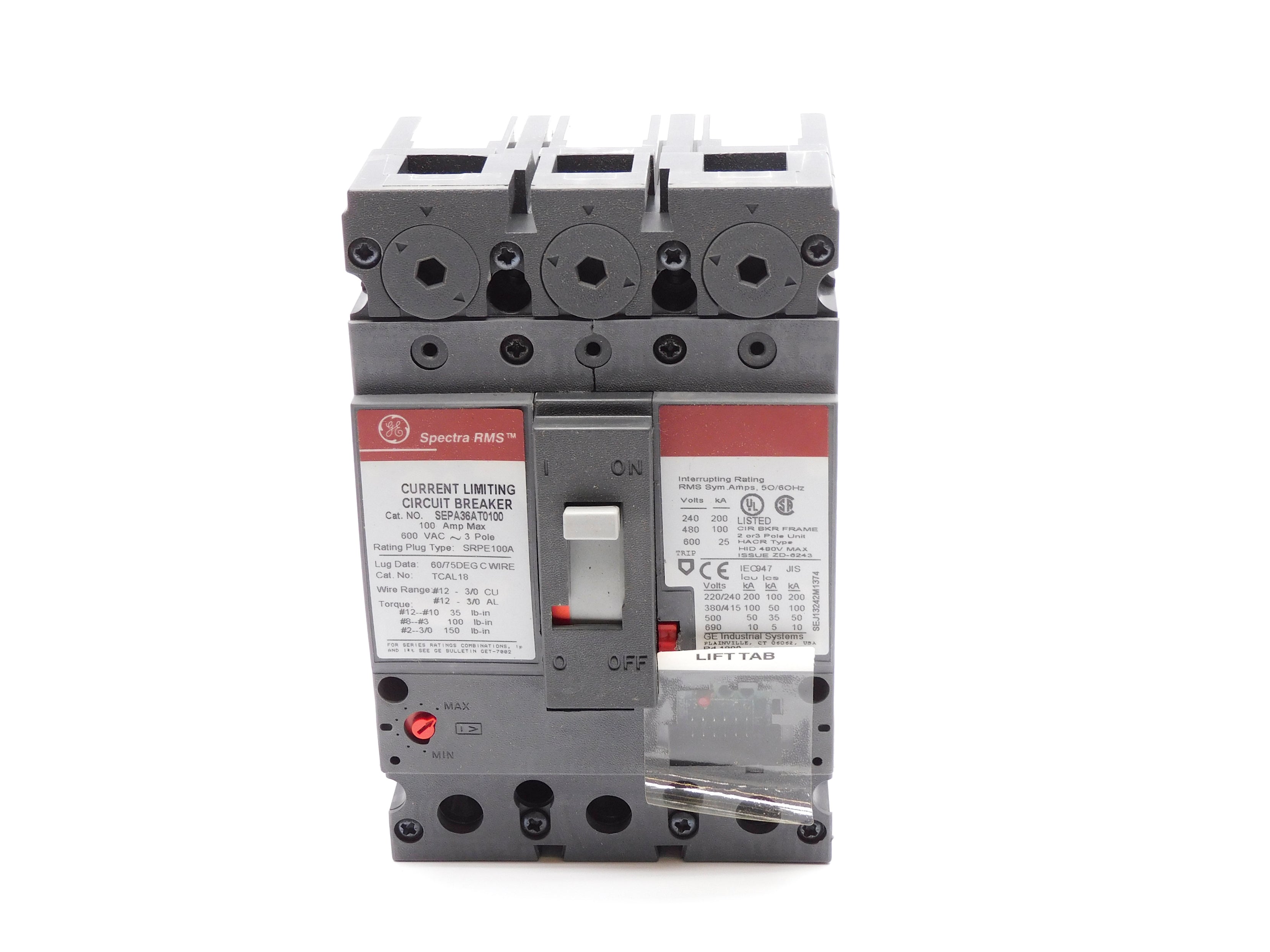 GENERAL ELECTRIC SEPA36AT0100 100A 600VAC NSMP