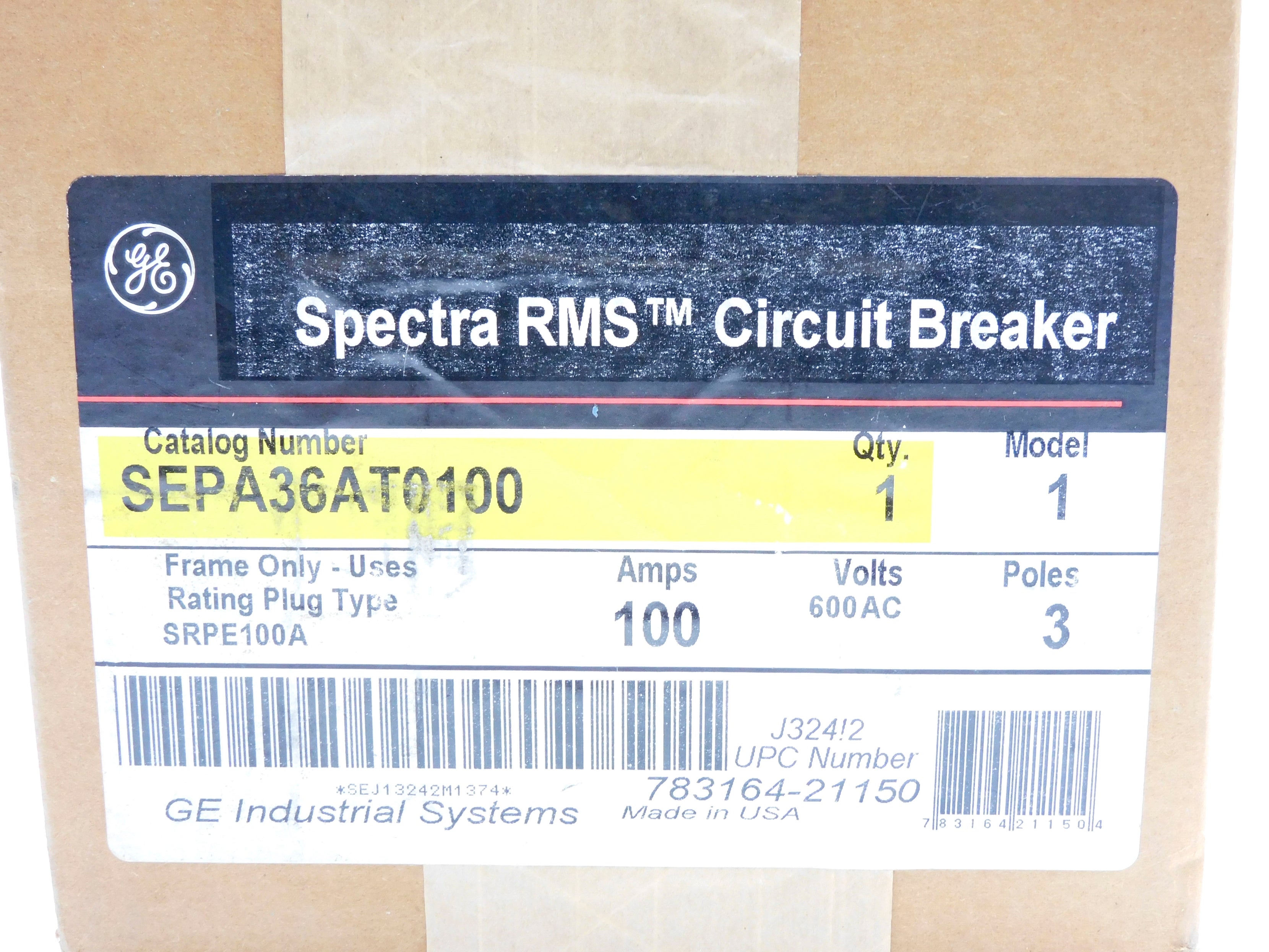 GENERAL ELECTRIC SEPA36AT0100 100A 600VAC NSMP