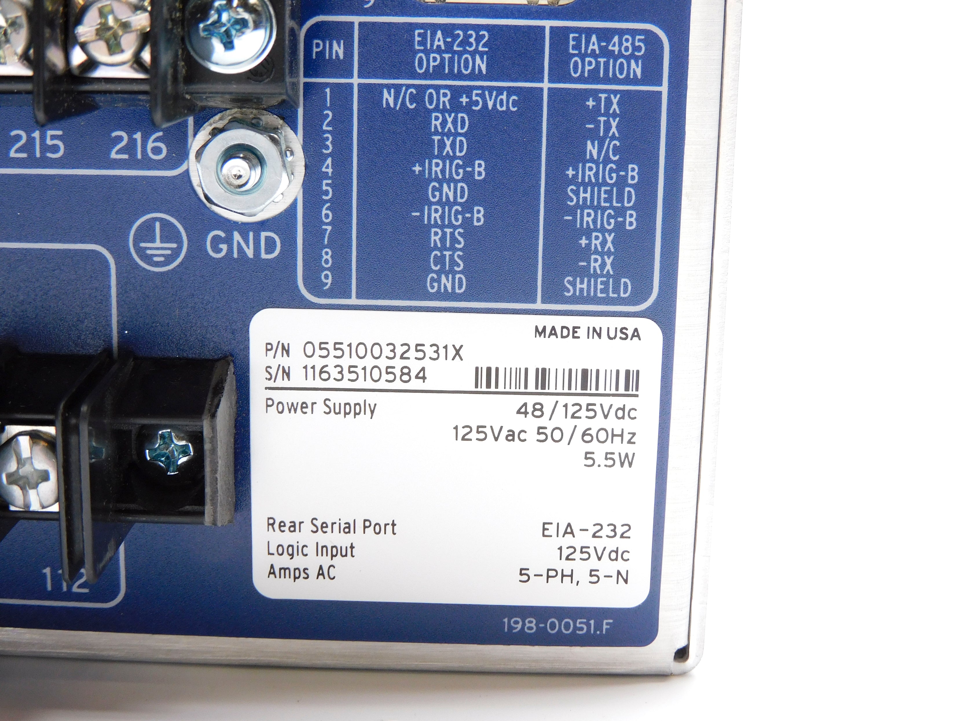 SEL SEL-551 05510032531X 125VAC NSMP