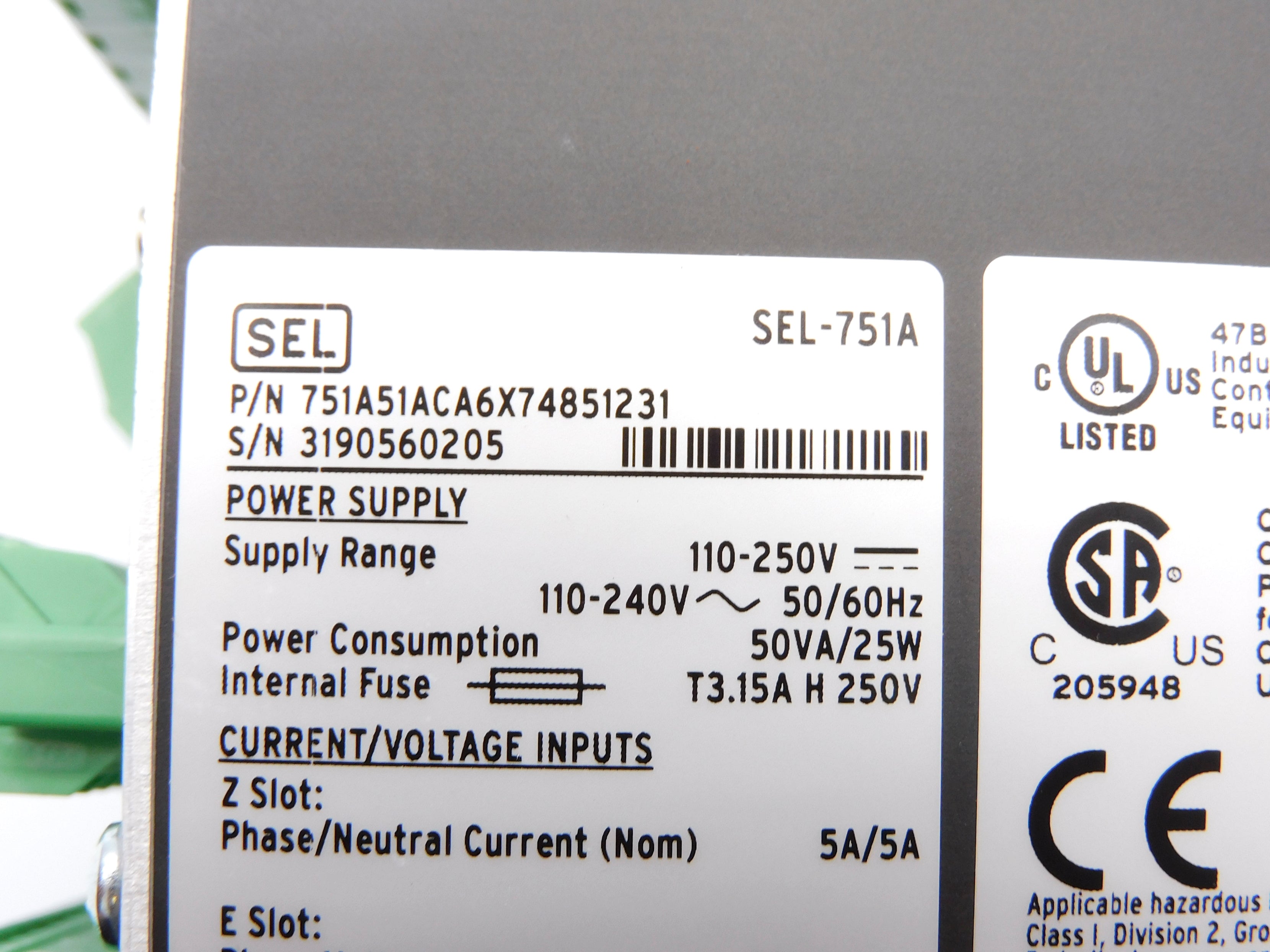 SEL SEL-751A 751A51ACA6X74851231 110-250V 5A NSMP