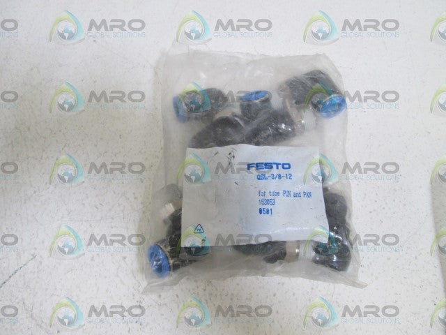 LOT OF 10 FESTO L-FITTING QSL-3/8-12 *NEW IN FACTORY BAG*