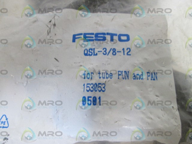 LOT OF 10 FESTO L-FITTING QSL-3/8-12 *NEW IN FACTORY BAG*