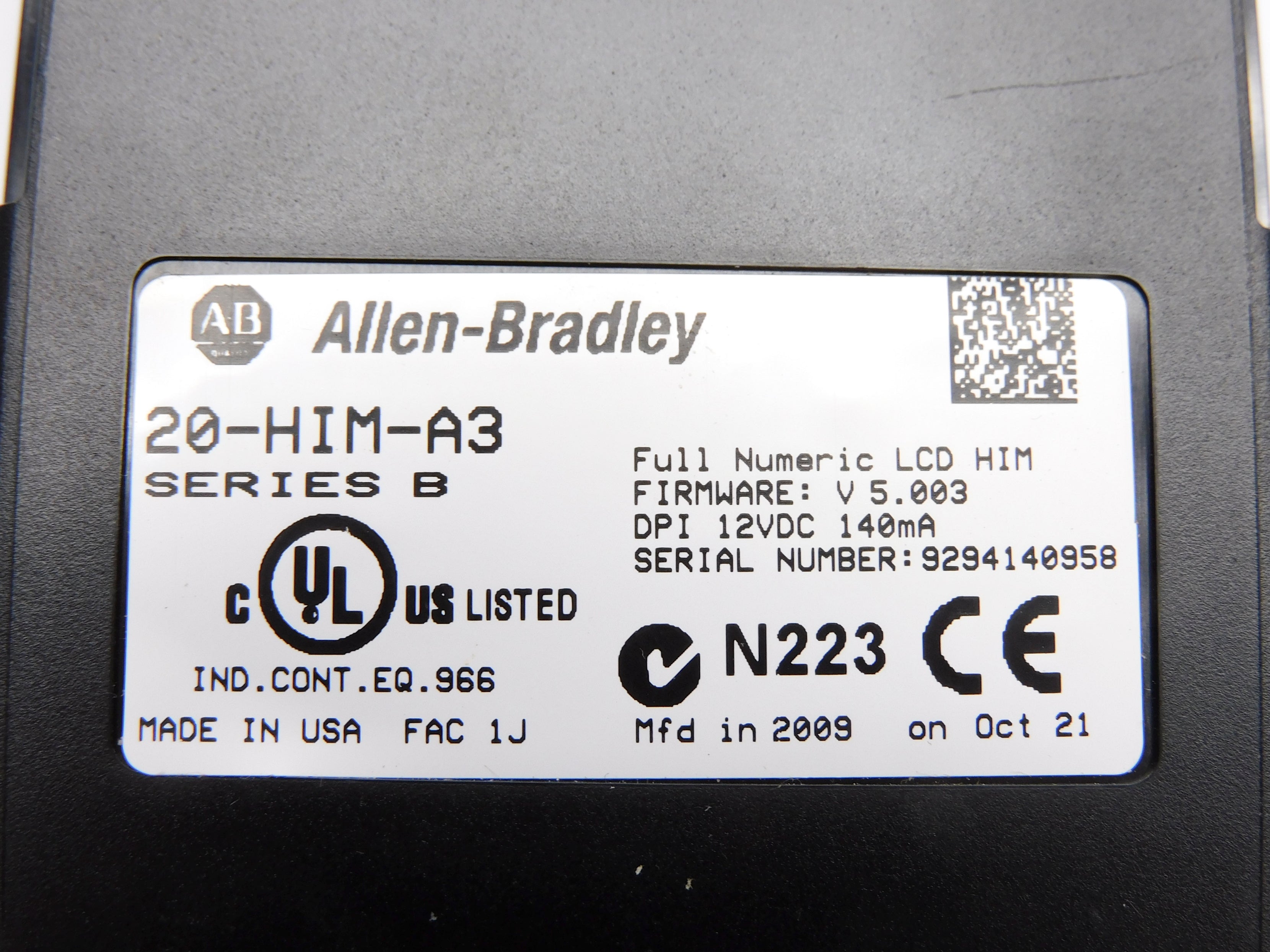 ALLEN BRADLEY 20-HIM-A3 SER. B F/W 5.003 UNMP