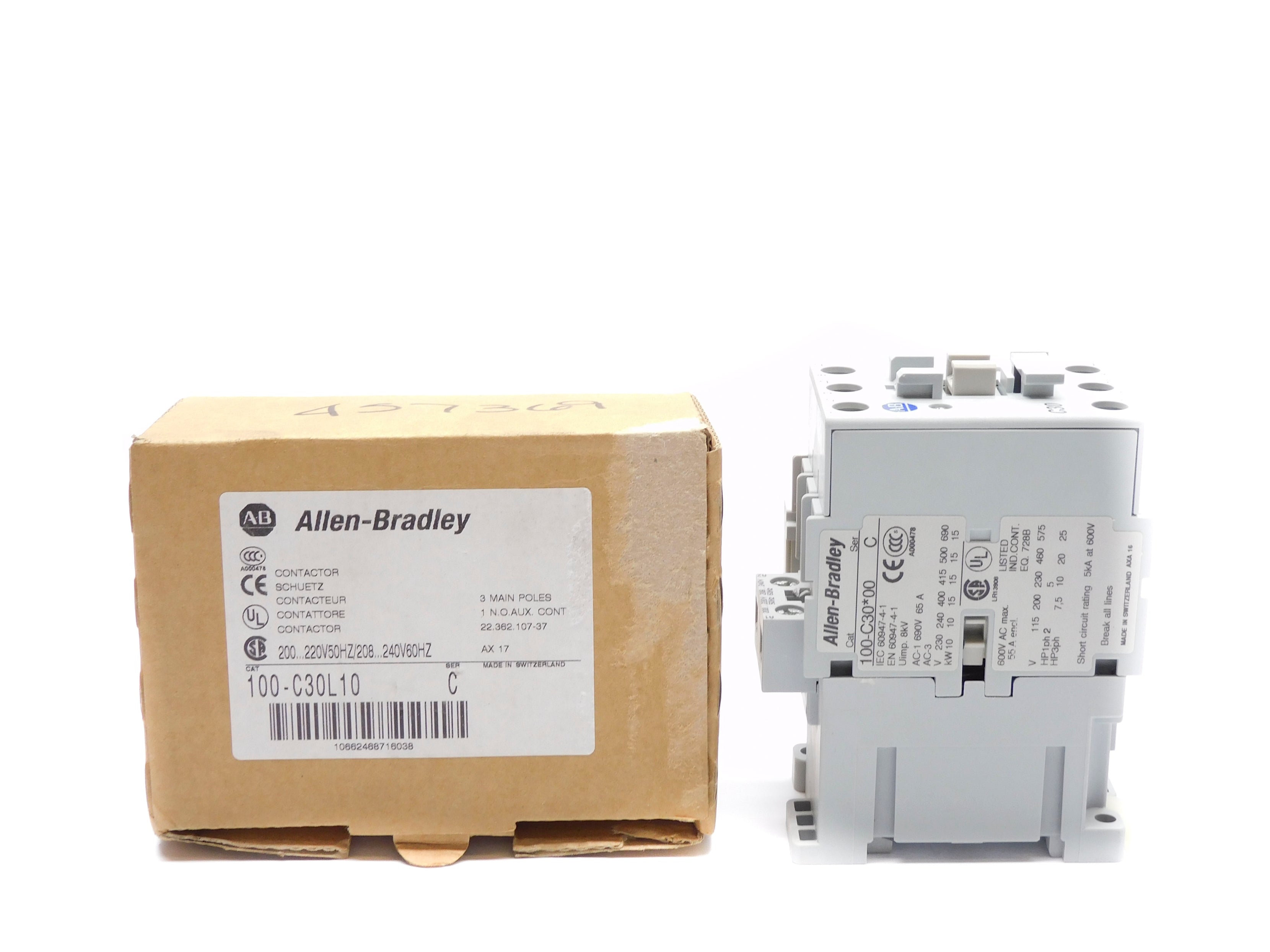 ALLEN BRADLEY 100-C30L10 SER. C 200/220V 208/240V (BR/WH) NSMP