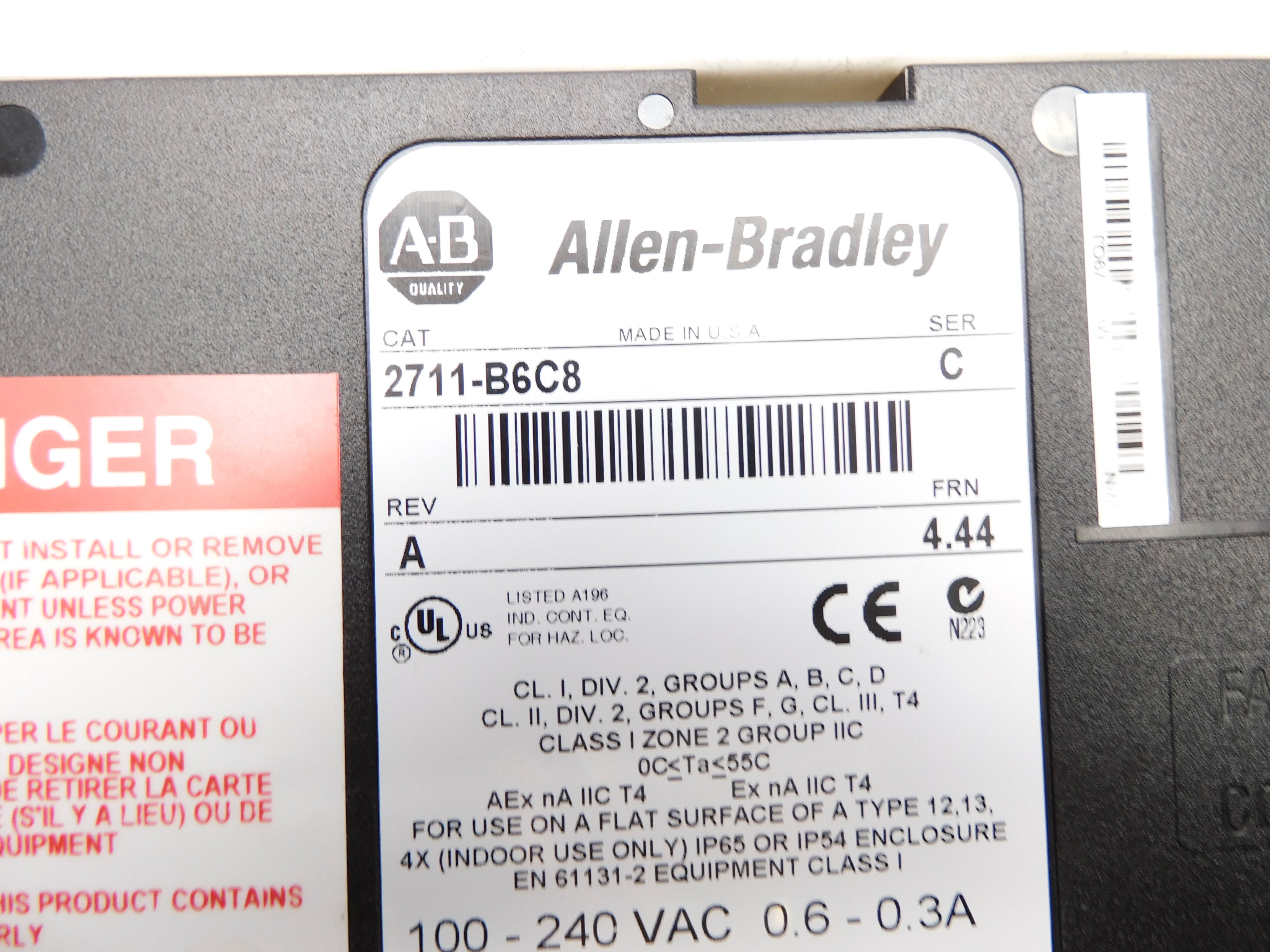 ALLEN BRADLEY 2711-B6C8 SER. C F/W 4.44 NSNP