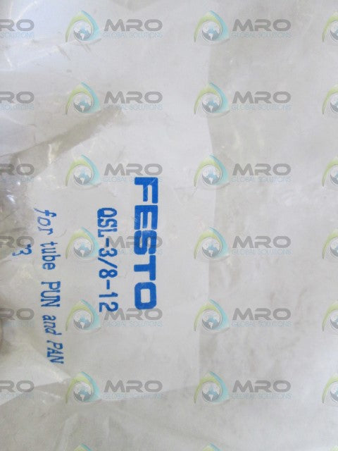 LOT OF 9 FESTO L-FITTING QSL-3/8-12 *NEW NO BOX*