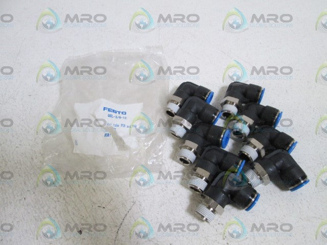 LOT OF 9 FESTO L-FITTING QSL-3/8-12 *NEW NO BOX*