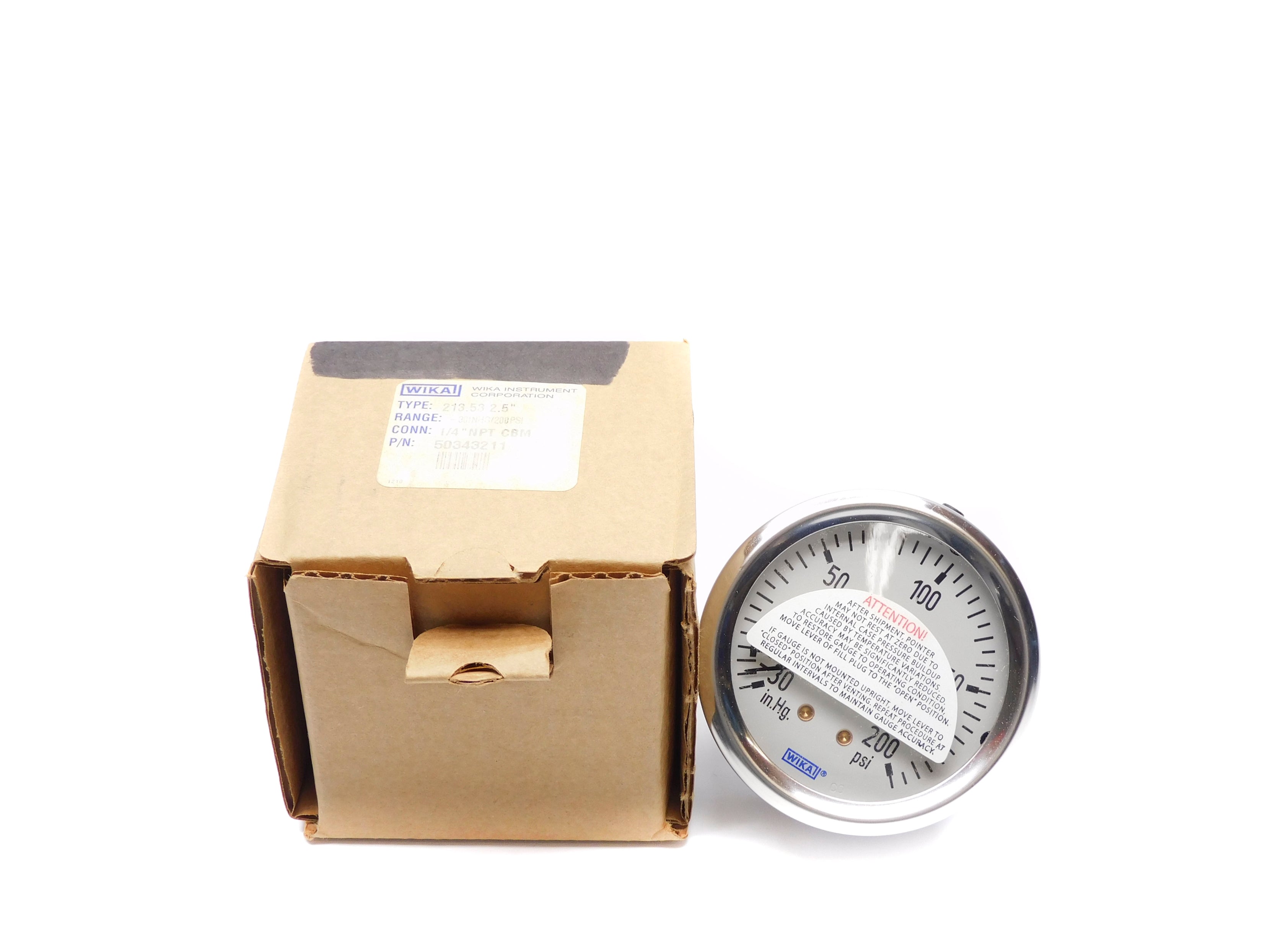 WIKA 50343211 -30"HG/200PSI NSMP