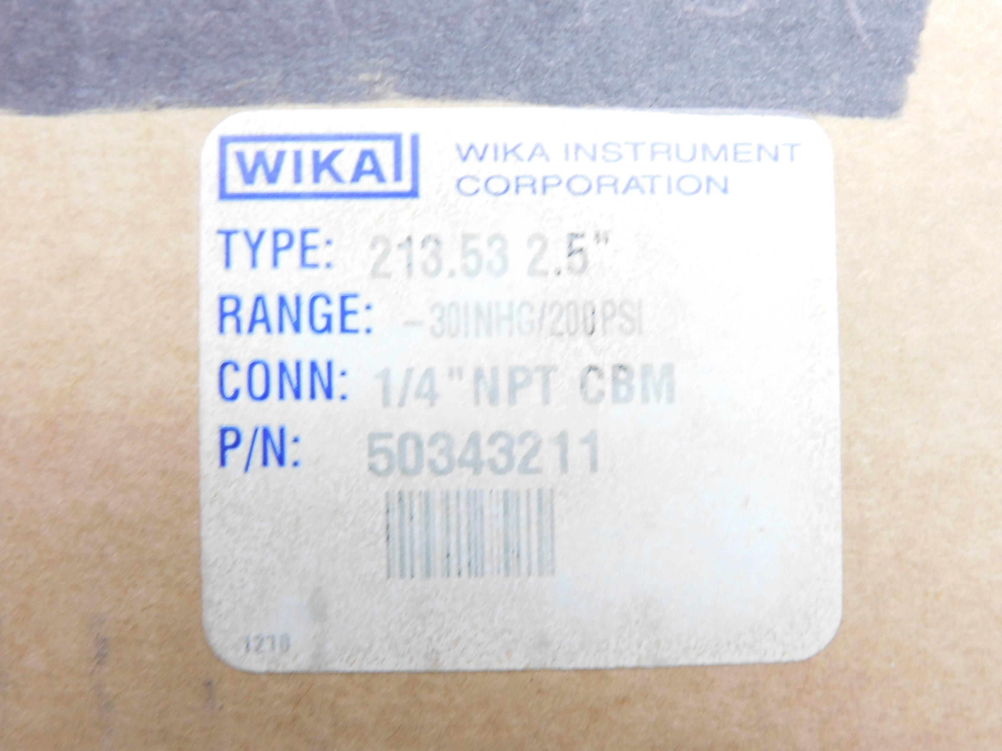 WIKA 50343211 -30"HG/200PSI NSMP