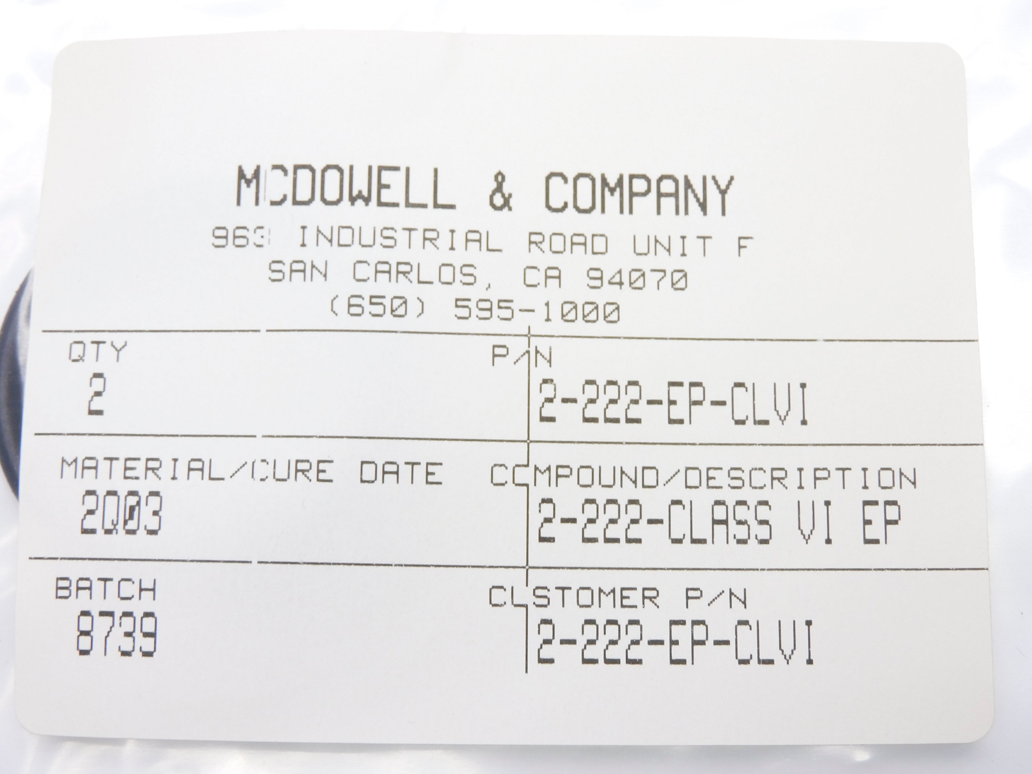 MCDOWELL 2-222-EP-CLVI (PKG OF 2) NSMP