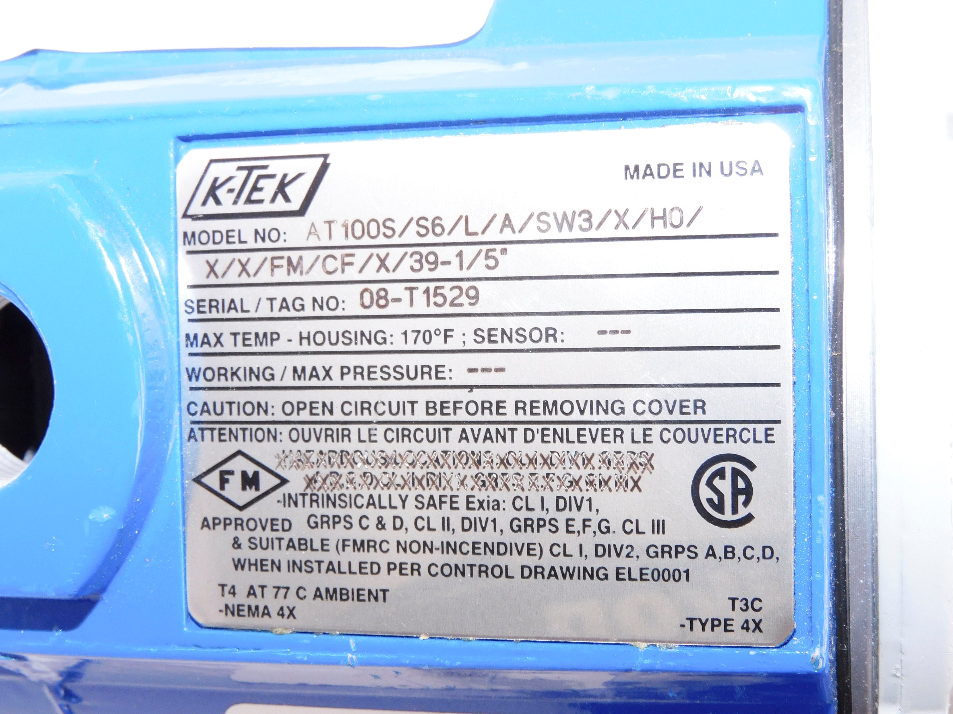 K-TEK AT100S/S6/L/A/SW3/X/H0/X/X/FM/CF/X/39-1/5" NSNP