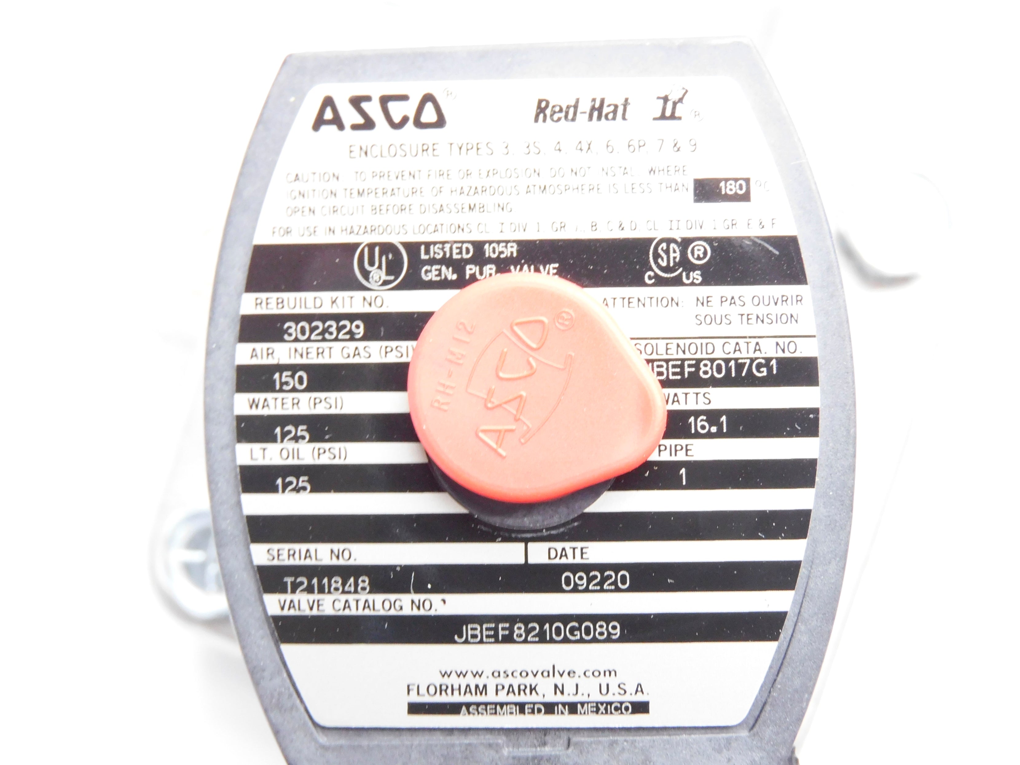 ASCO JBEF8210G089 120V 125PSI 1" NSMP