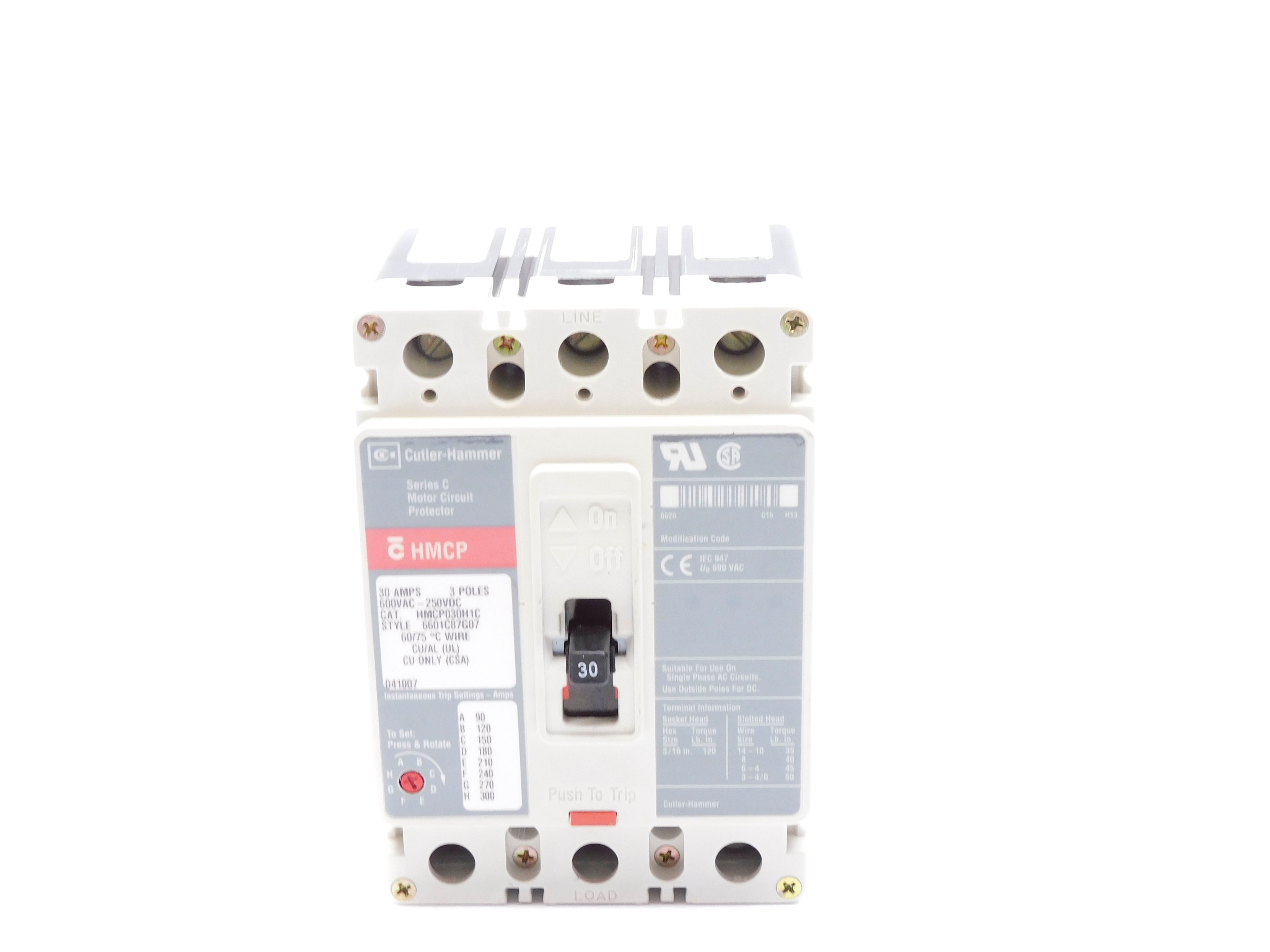 CUTLER HAMMER HMCP030H1C SER. C 30A 600VAC (GREY) NSNP