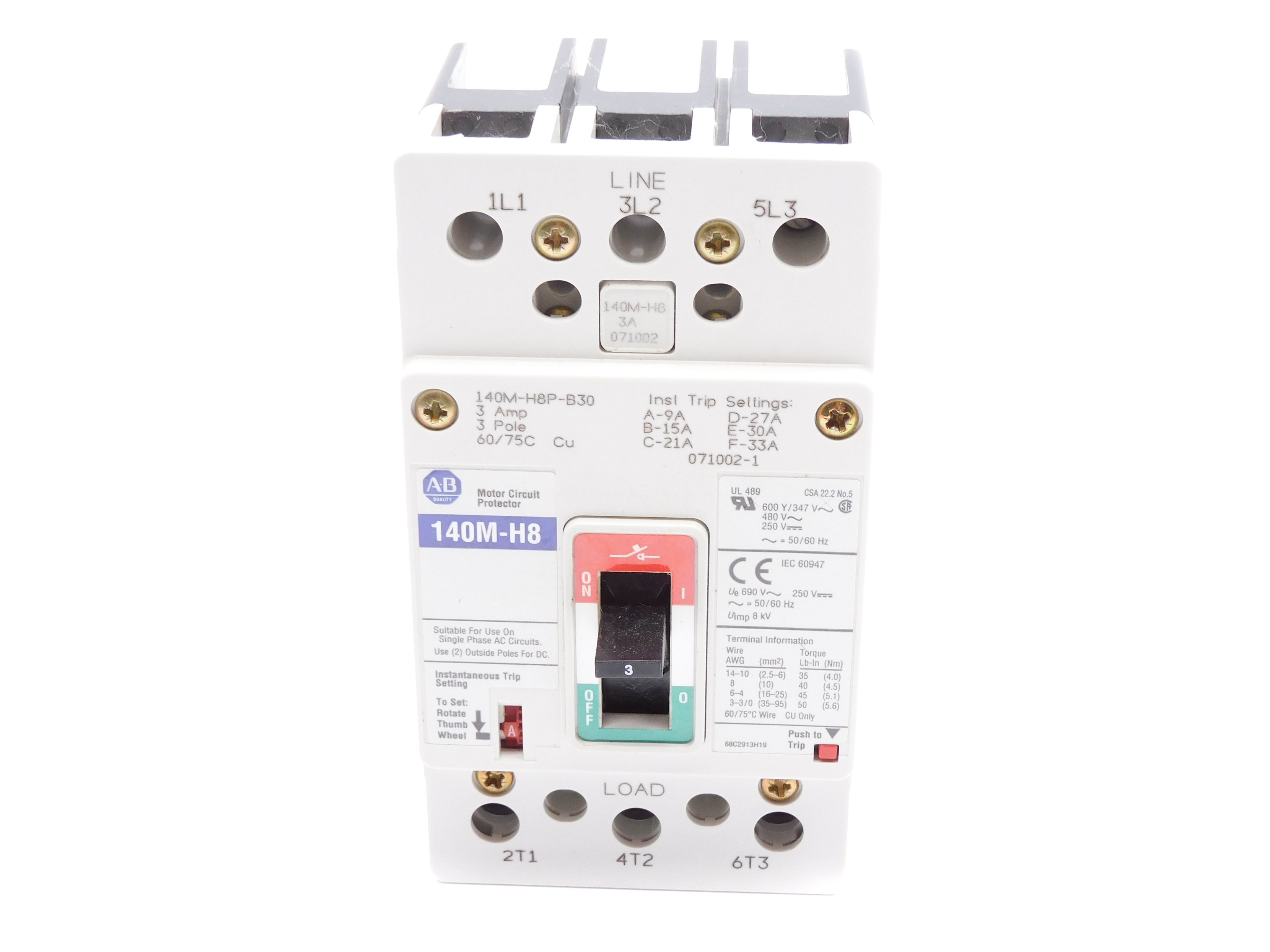 ALLEN BRADLEY 140M-H8P-B30 3A 347V NSNP