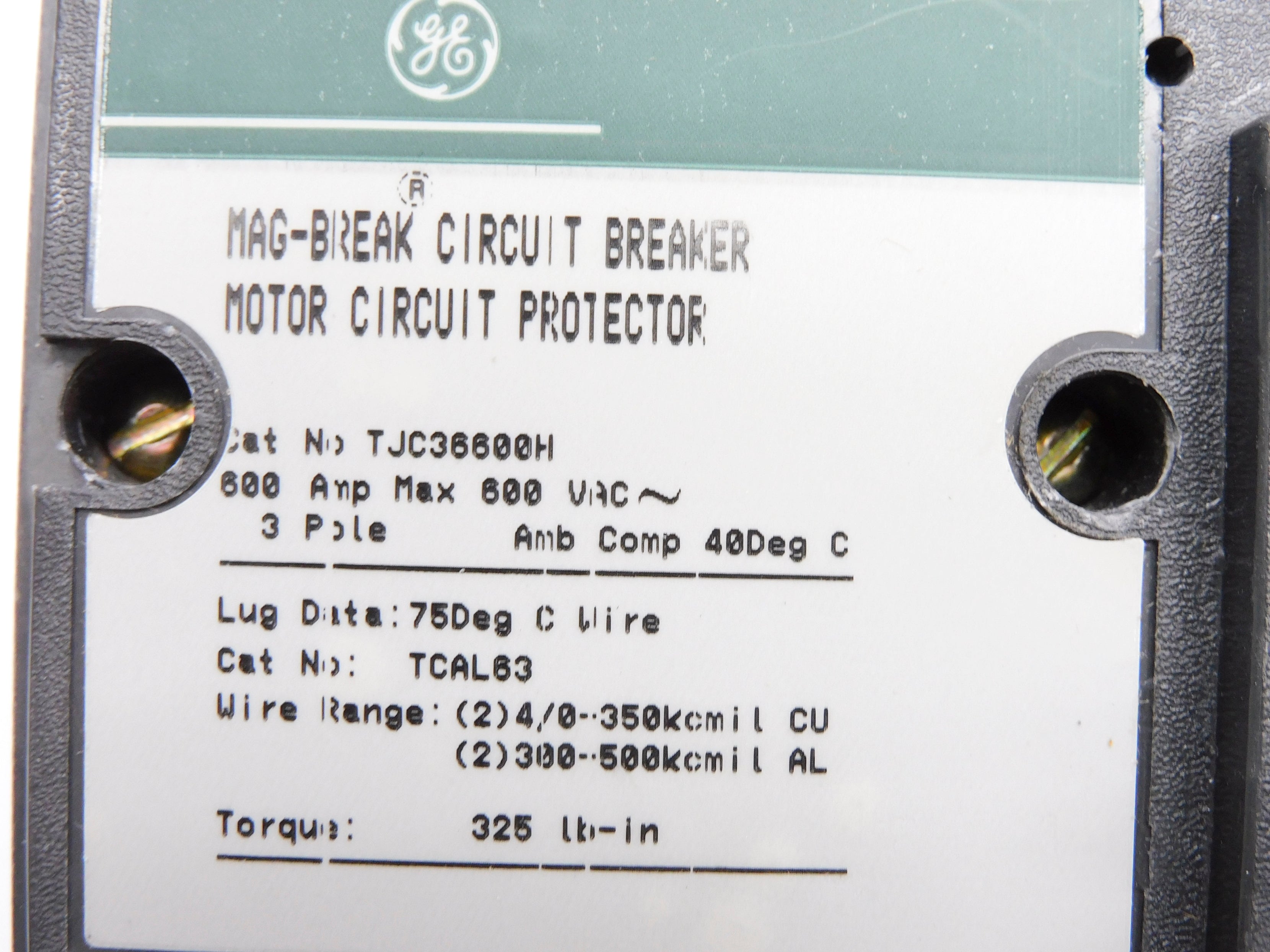 GENERAL ELECTRIC TJC36600H 600A 600VAC (GREEN) NSNP