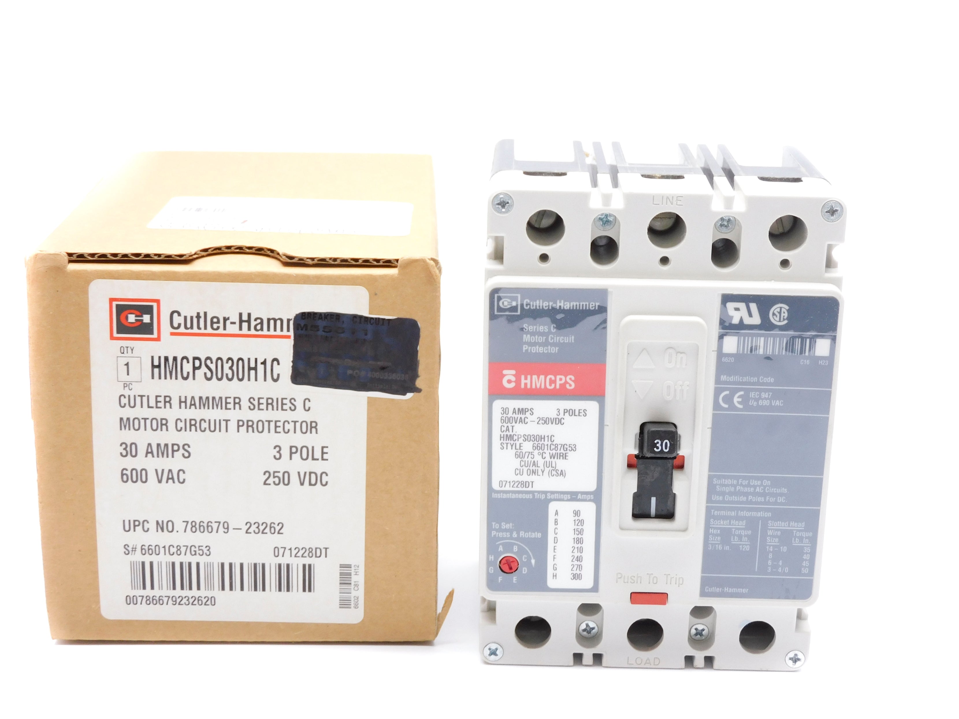 CUTLER HAMMER HMCPS030H1C SER. C 30A 600VAC (GREY) NSMP