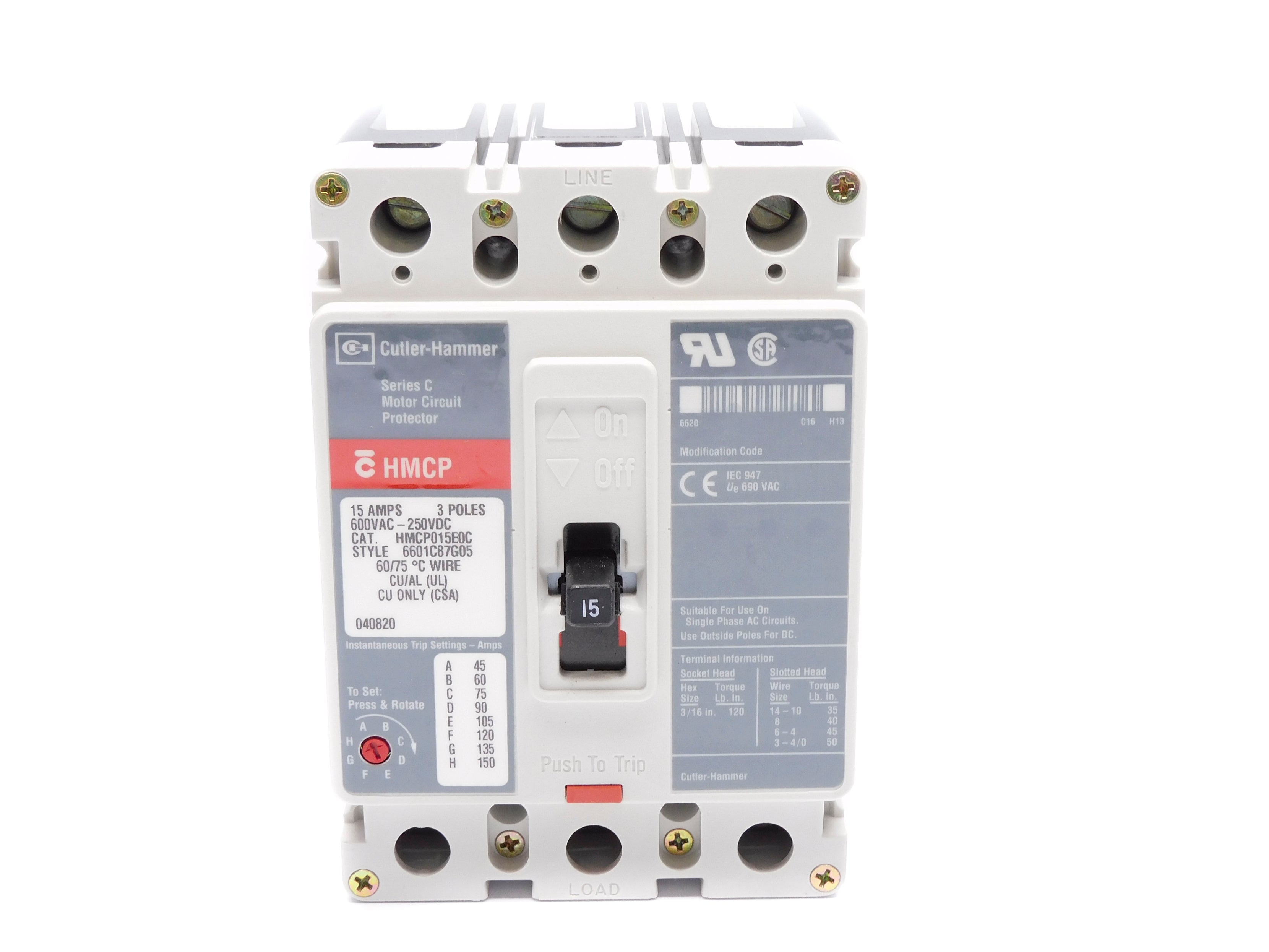 CUTLER HAMMER HMCP015E0C SER. C 15A (GREY) NSNP
