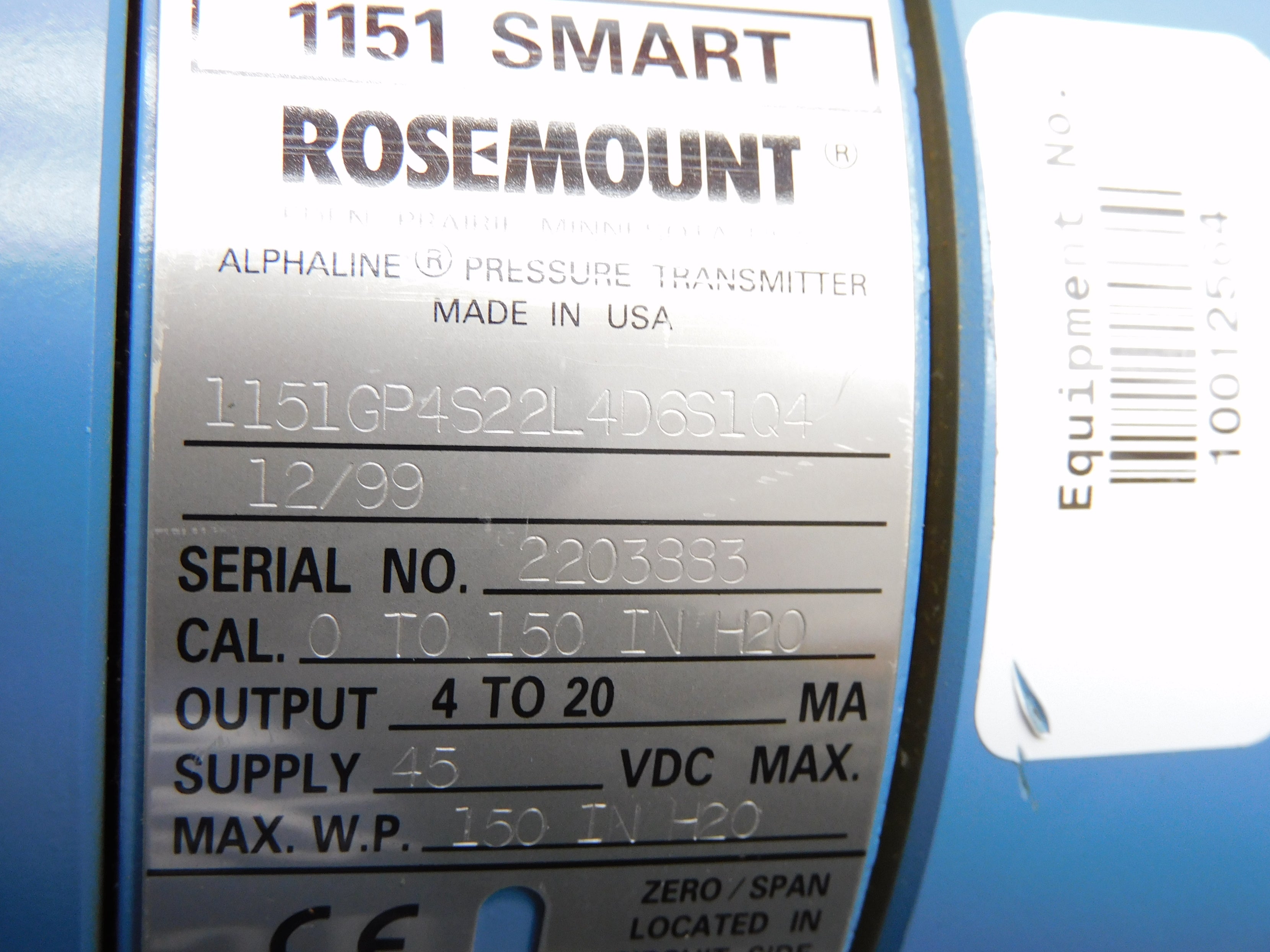 ROSEMOUNT 1151GP4S22L4D6S1Q412/99 NSNP