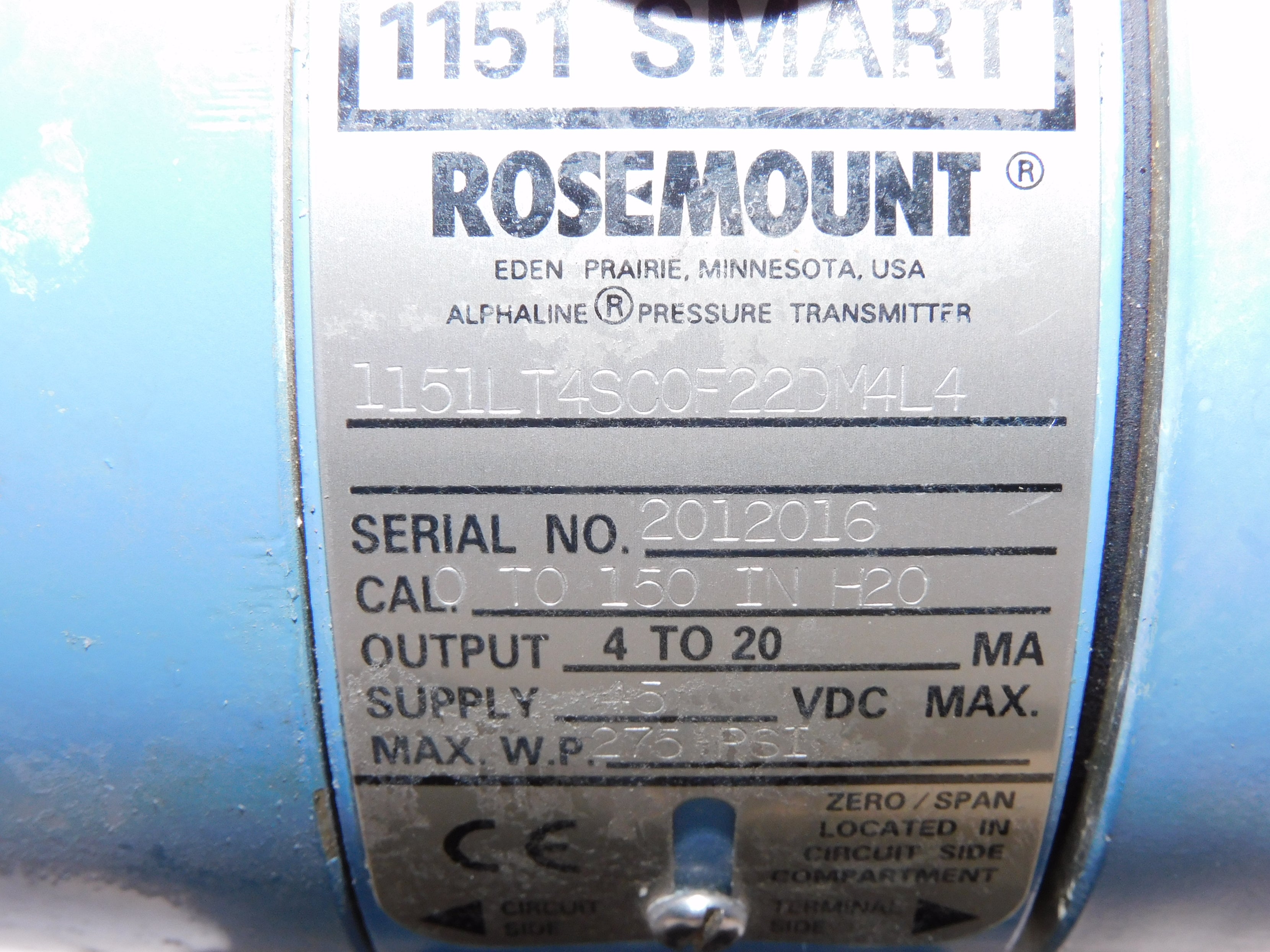 ROSEMOUNT 1151LT4SC0F22DM4L4 UNMP