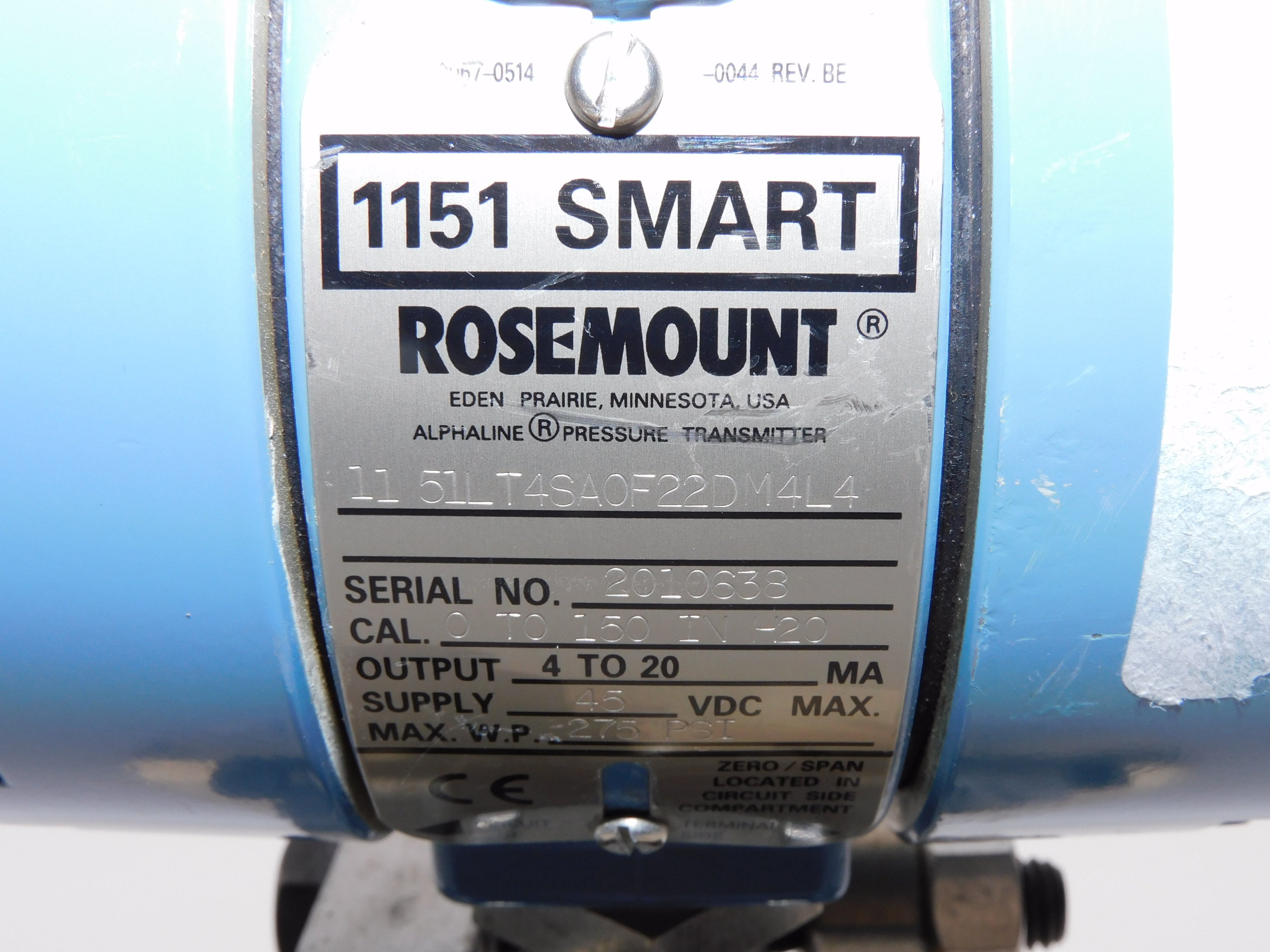 ROSEMOUNT 1151LT4SA0F22DM4L4 UNMP