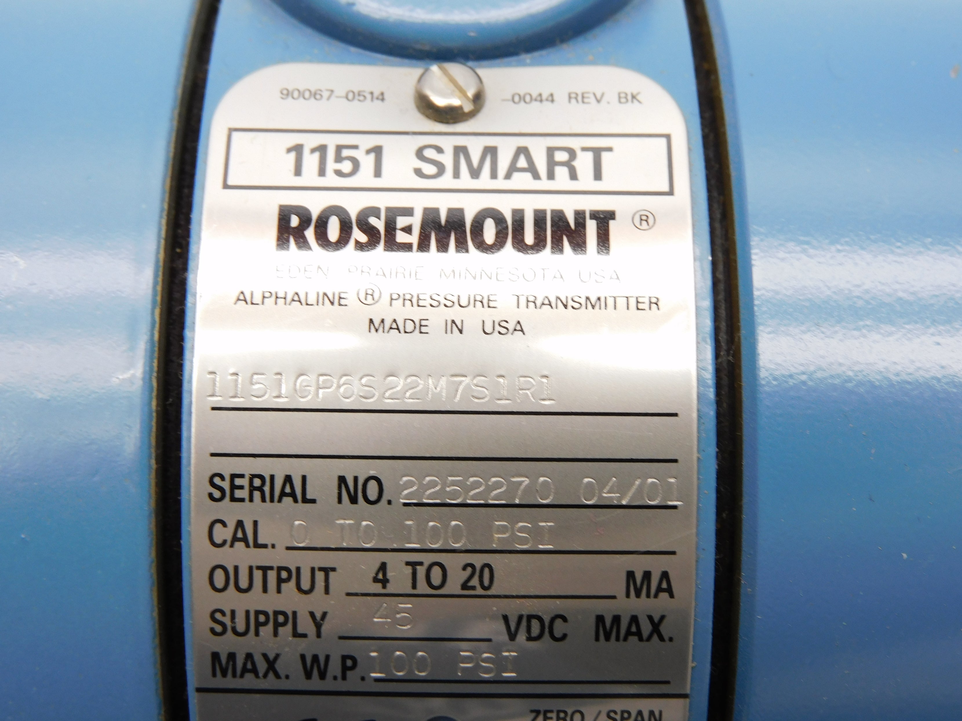 ROSEMOUNT 1151GP6S22M7S1R1 NSNP