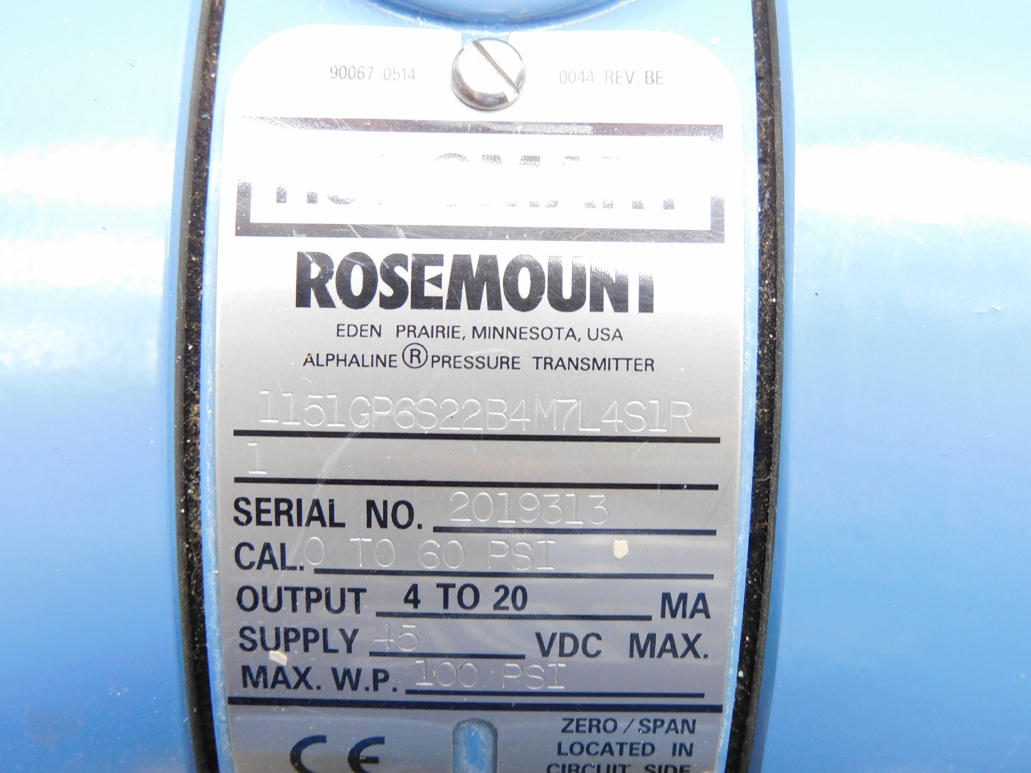 ROSEMOUNT 1151GP6S22B4M7L4S1R1 (0-60PSI) UNMP