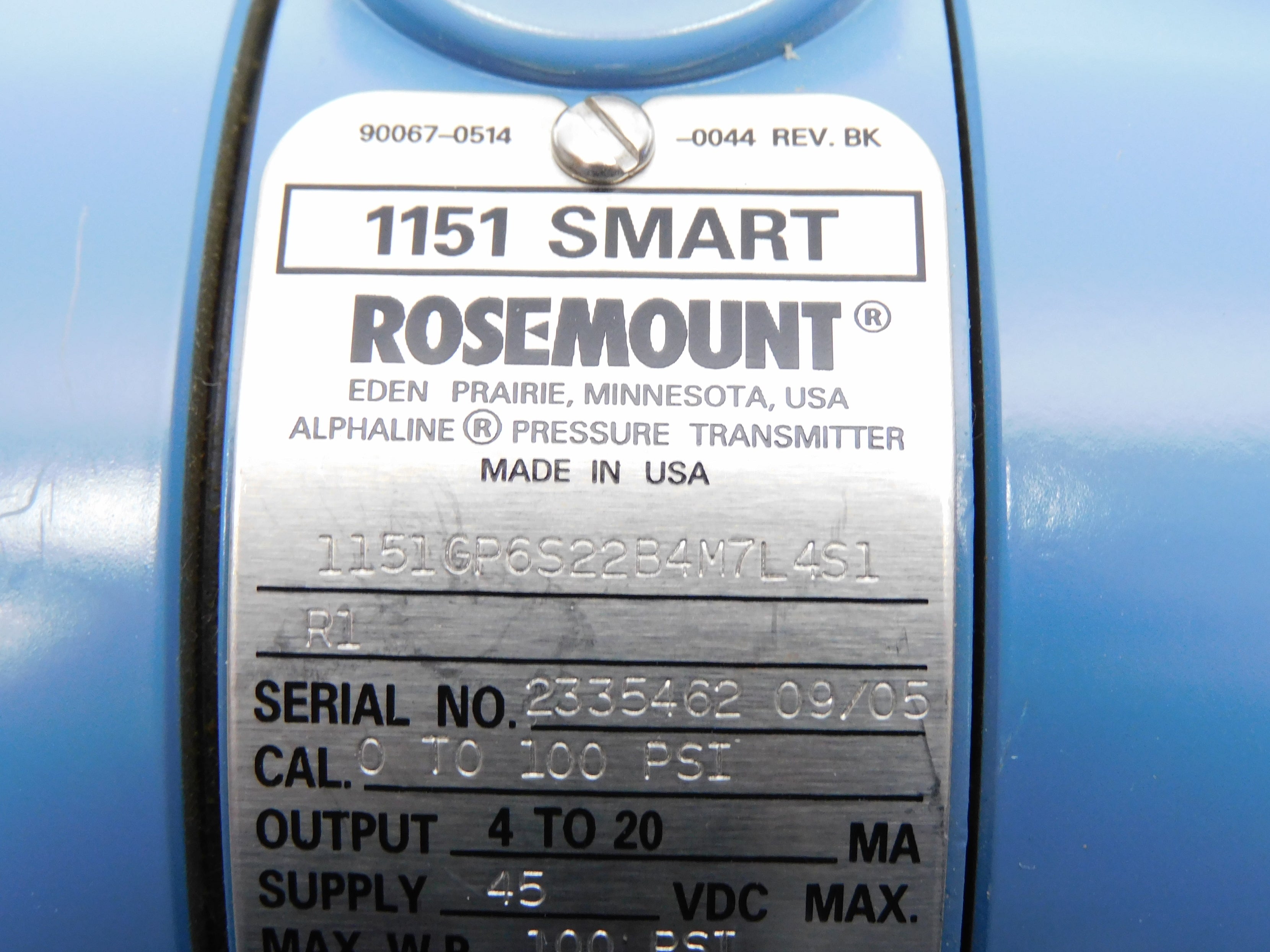 ROSEMOUNT 1151GP6S22B4M7L4S1R1 SCT50.GFE200.0000 NSNP