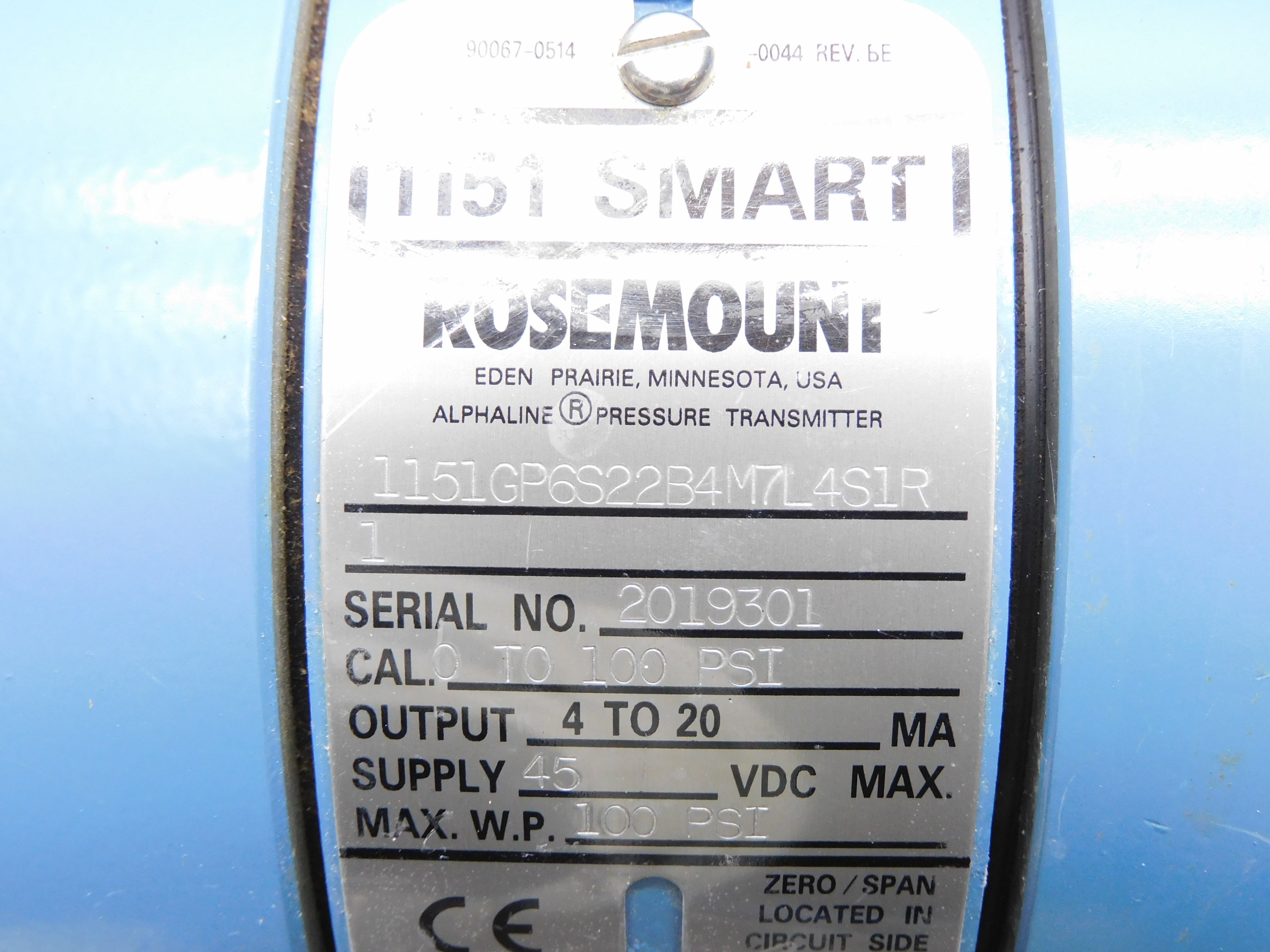 ROSEMOUNT 1151GP6S22B4M7L4S1R1 (0-100PSI) UNMP