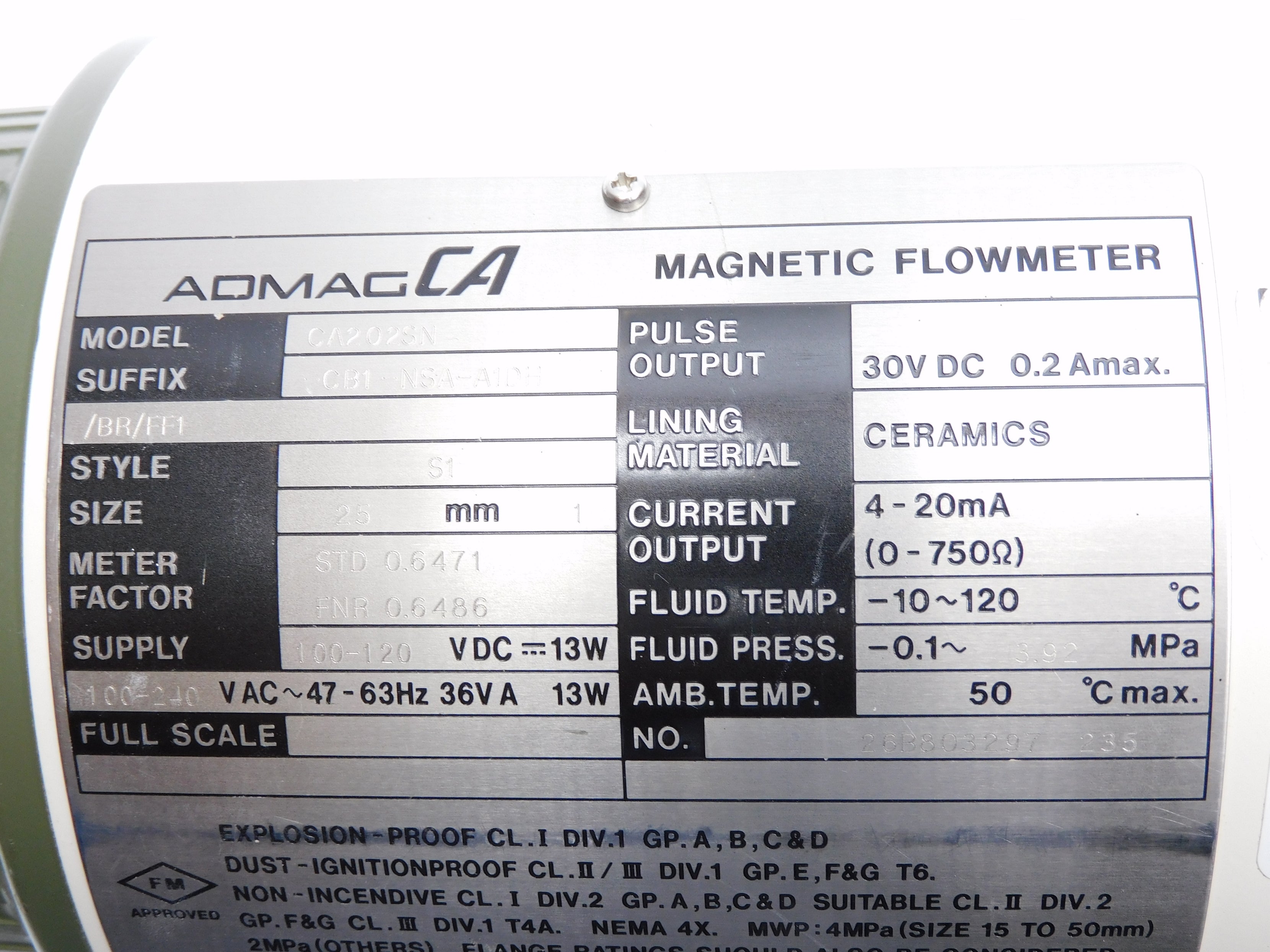 YOKOGAWA CA202SN-CB1-NSA-A1DH/BR/FF1 NSNP