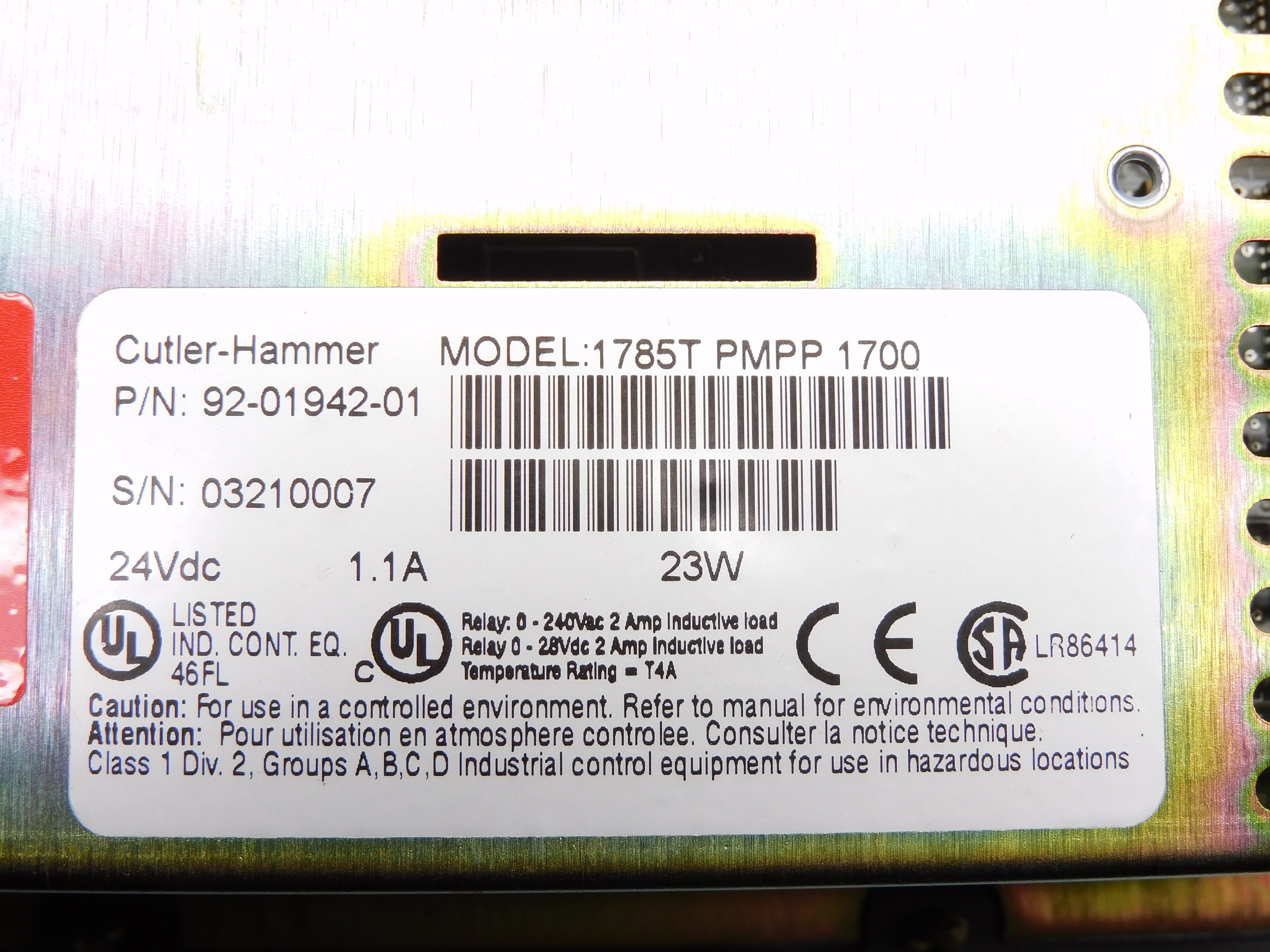 CUTLER HAMMER 1785TPMPP1700 92-01942-01 NSNP