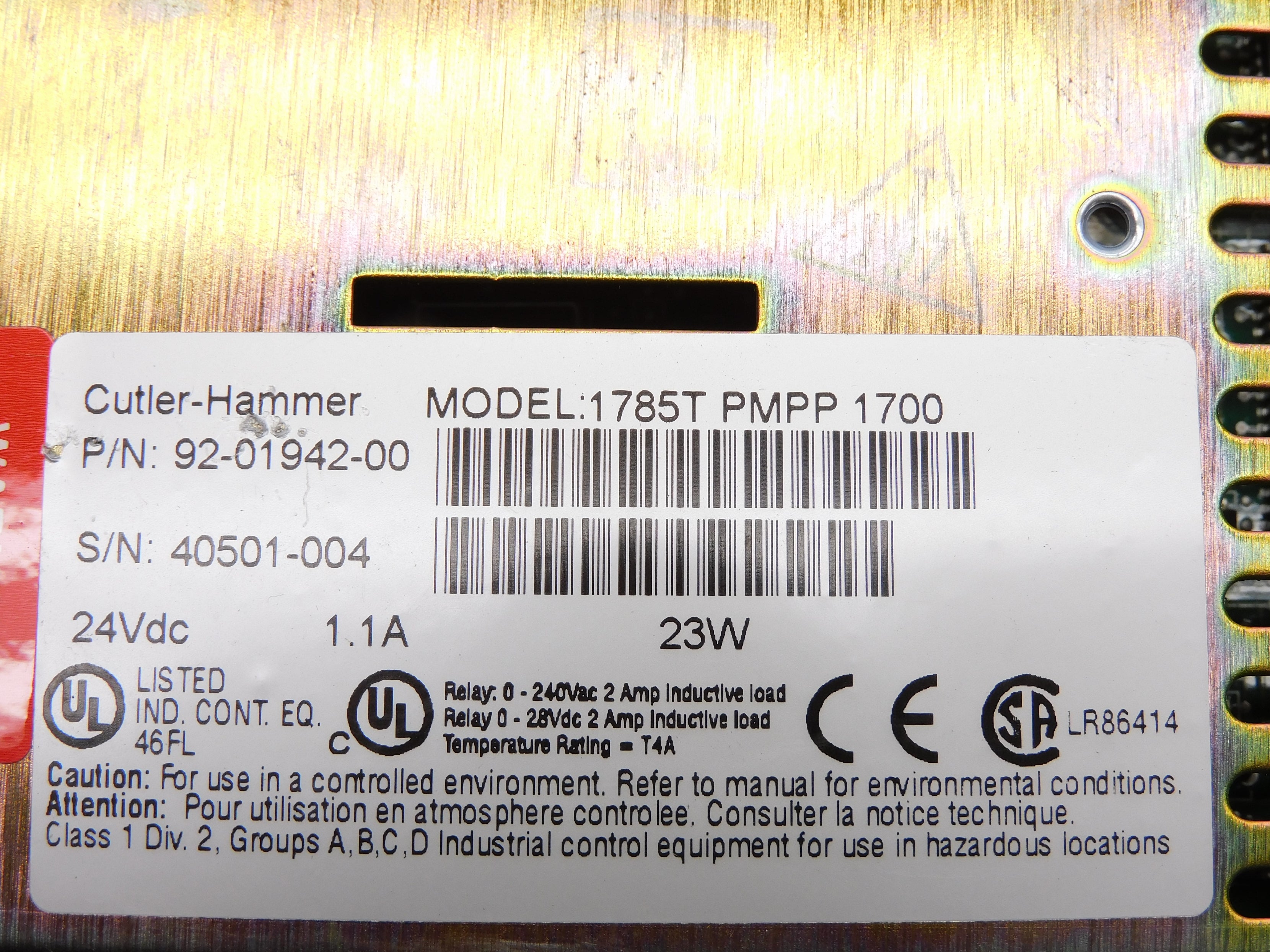 CUTLER HAMMER 1785TPMPP1700 92-01942-00 (AS PICTURED) UNMP