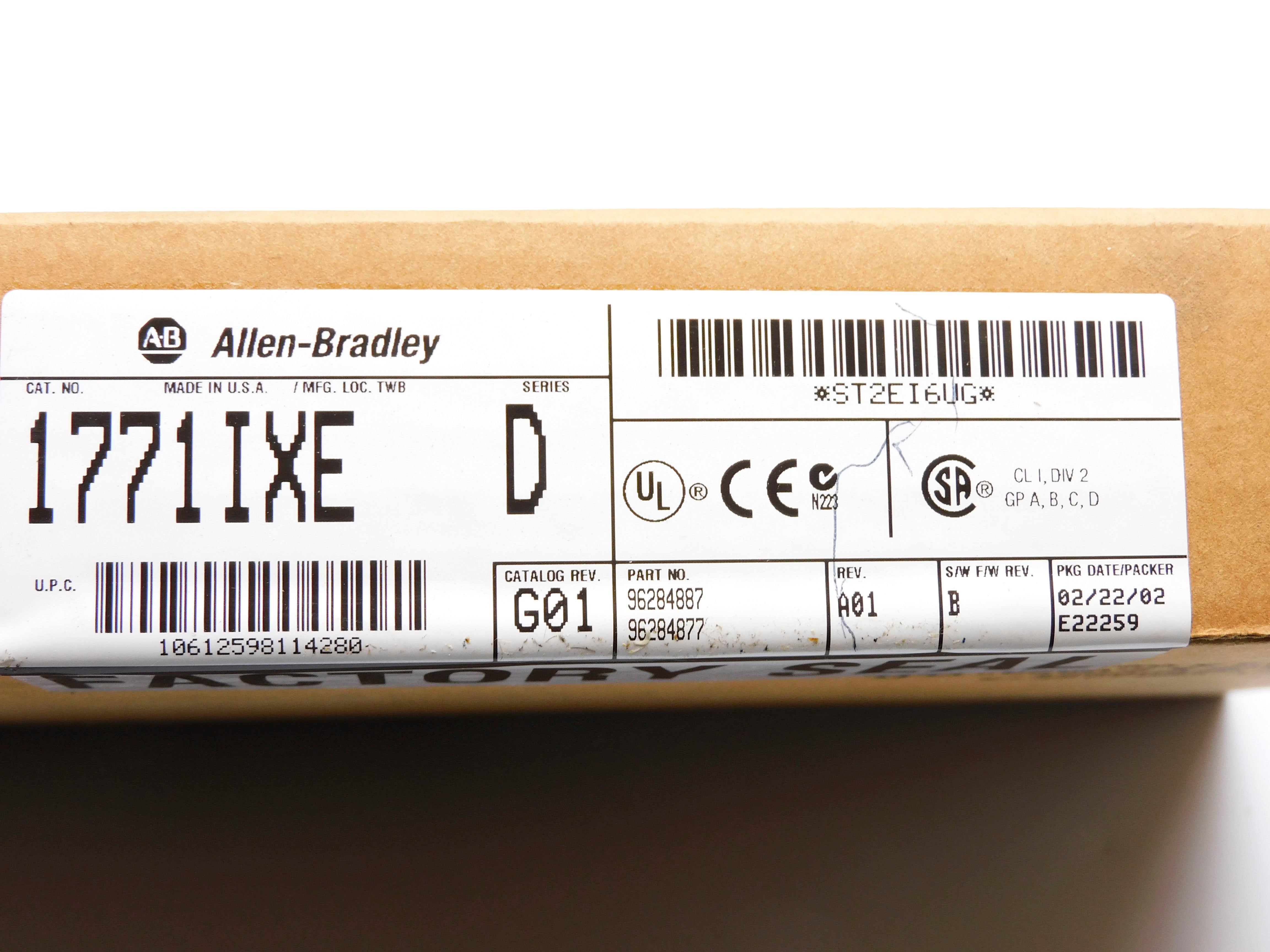 ALLEN BRADLEY 1771-IXE SER. D F/W B DATE: 2002 NSFS