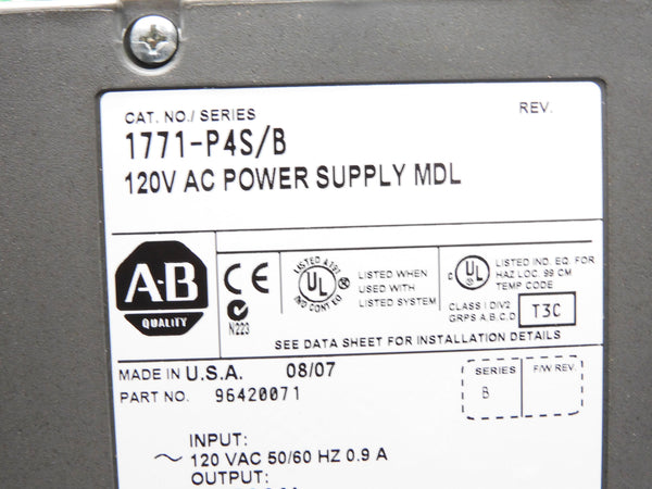 ALLEN BRADLEY 1771-P4S SER. B 120VAC NSNP