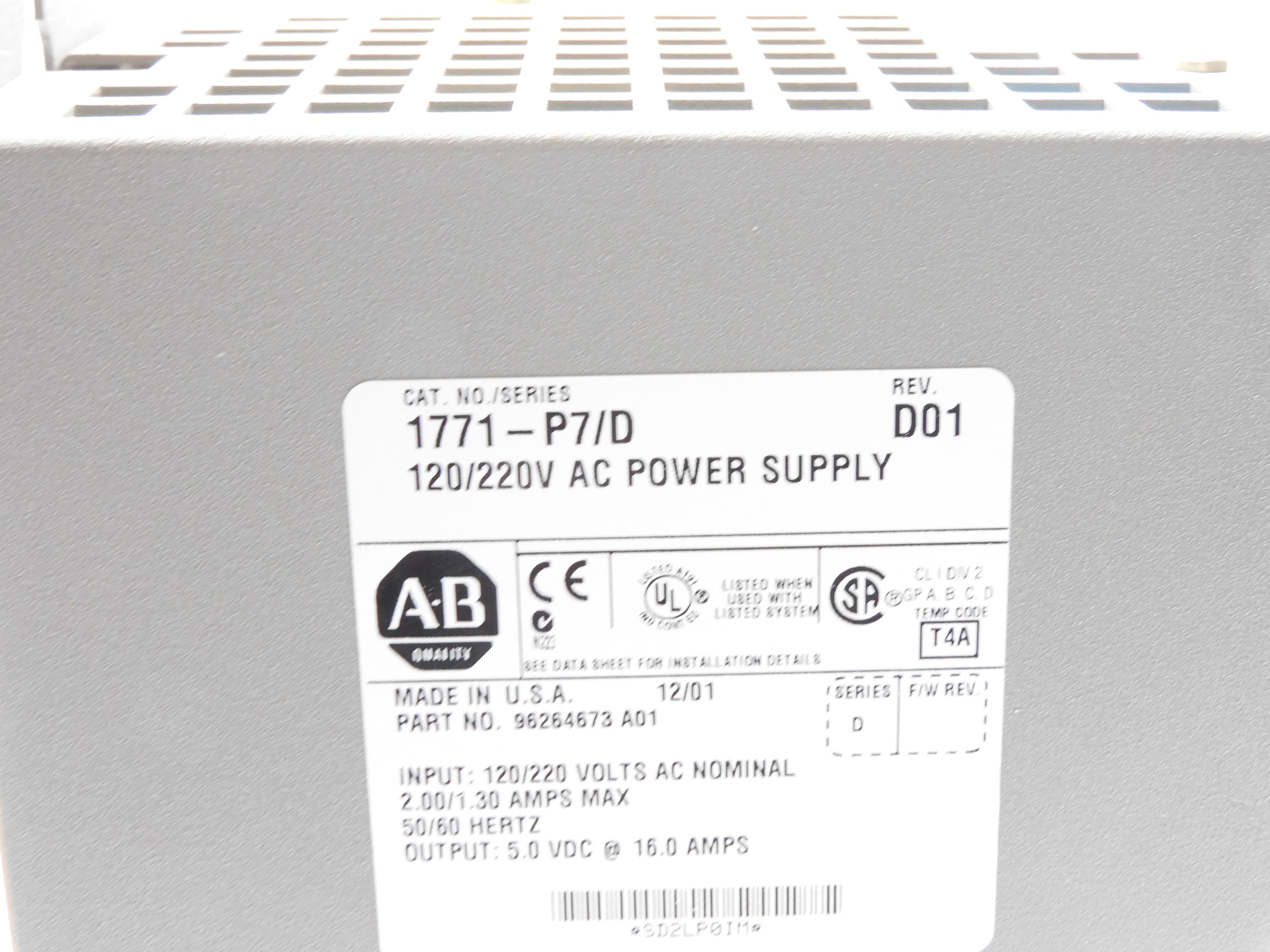 ALLEN BRADLEY 1771-P7 SER. D (AS PICTURED) NSMP